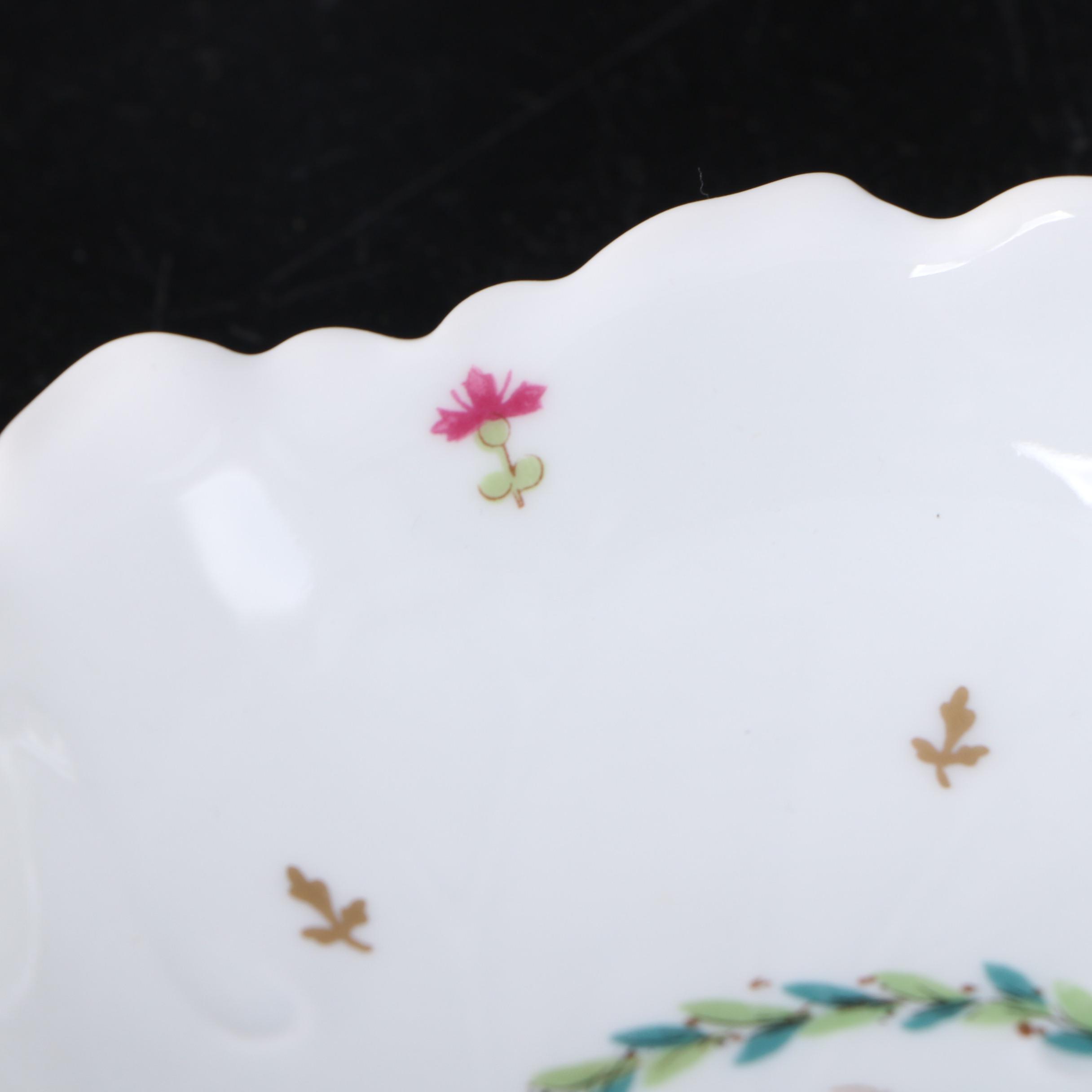 Haviland Floral Porcelain Ruffled Edge Centerpiece Bowl