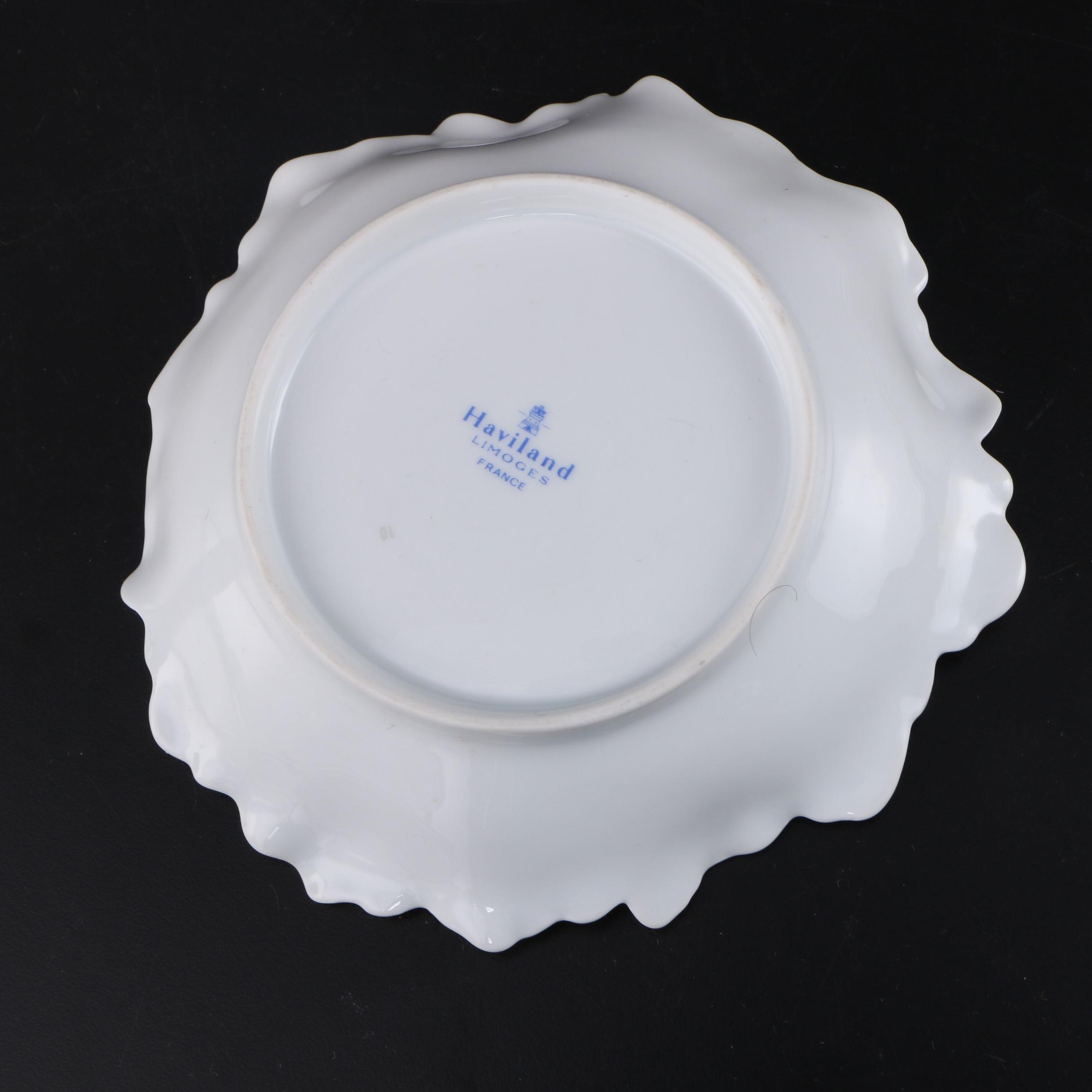 Haviland Floral Porcelain Ruffled Edge Centerpiece Bowl