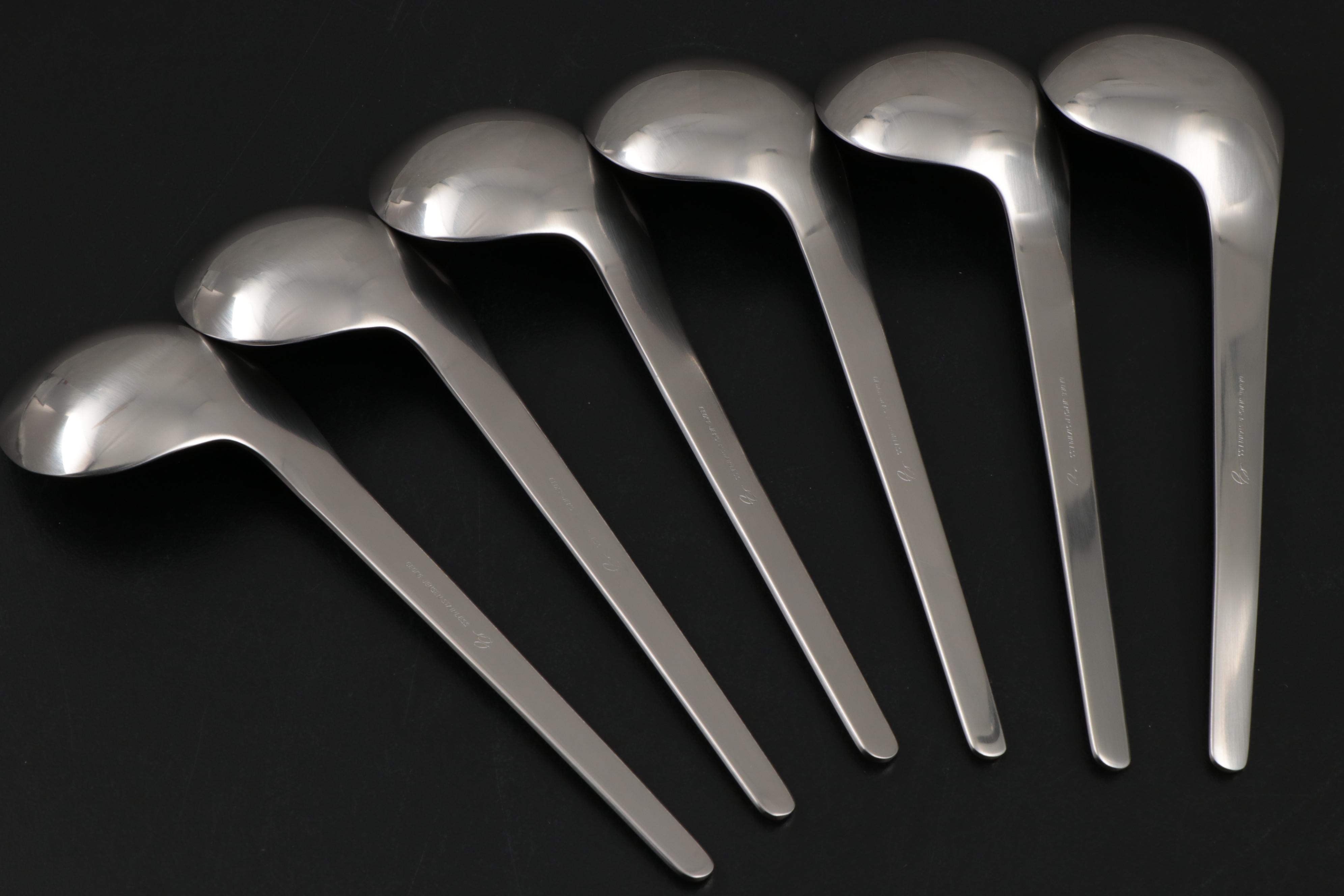 Georg Jensen Stainless Steel "Copenhagen" Knives, Spoons and Pepper Mill