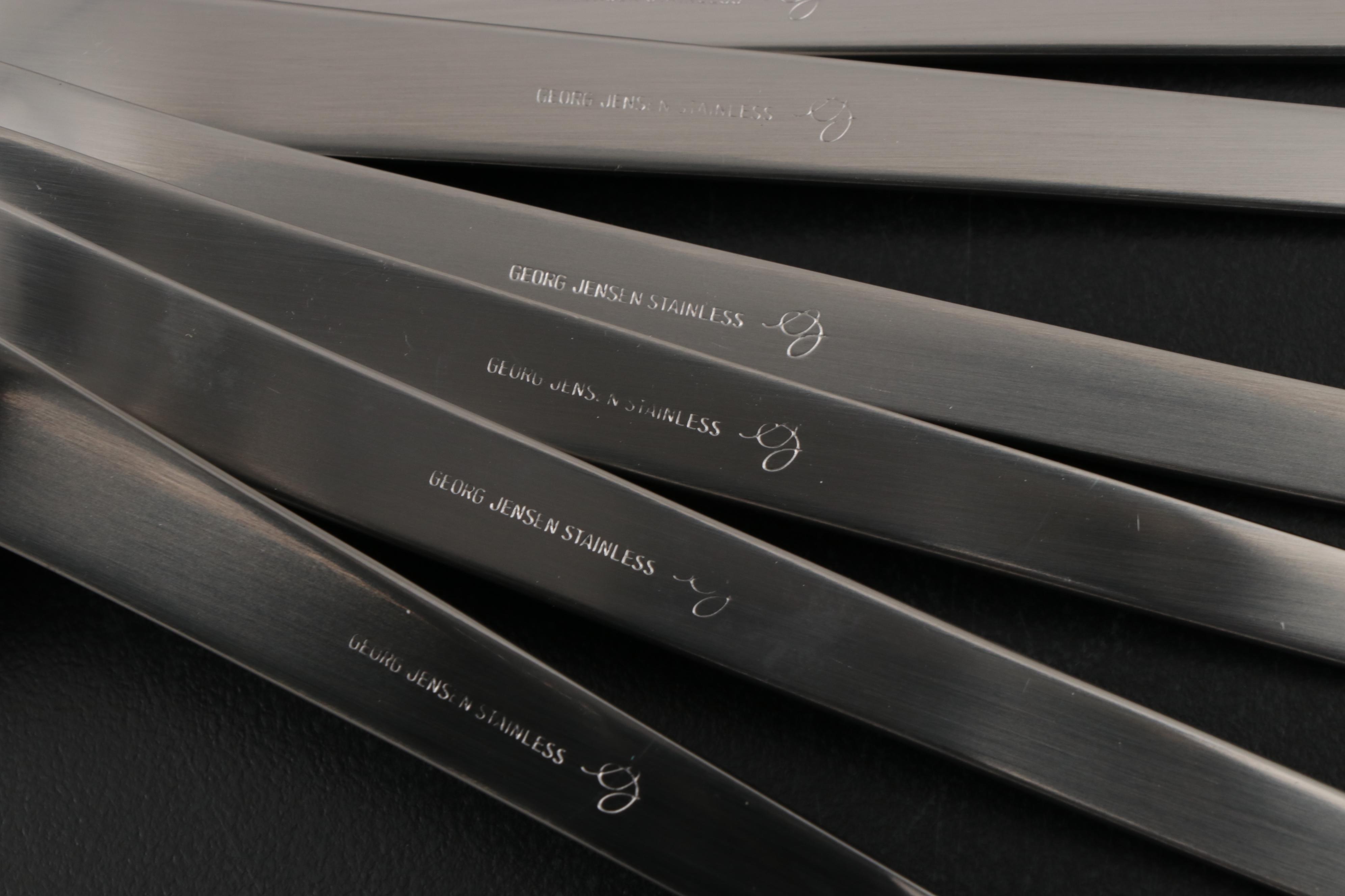 Georg Jensen Stainless Steel "Copenhagen" Knives, Spoons and Pepper Mill