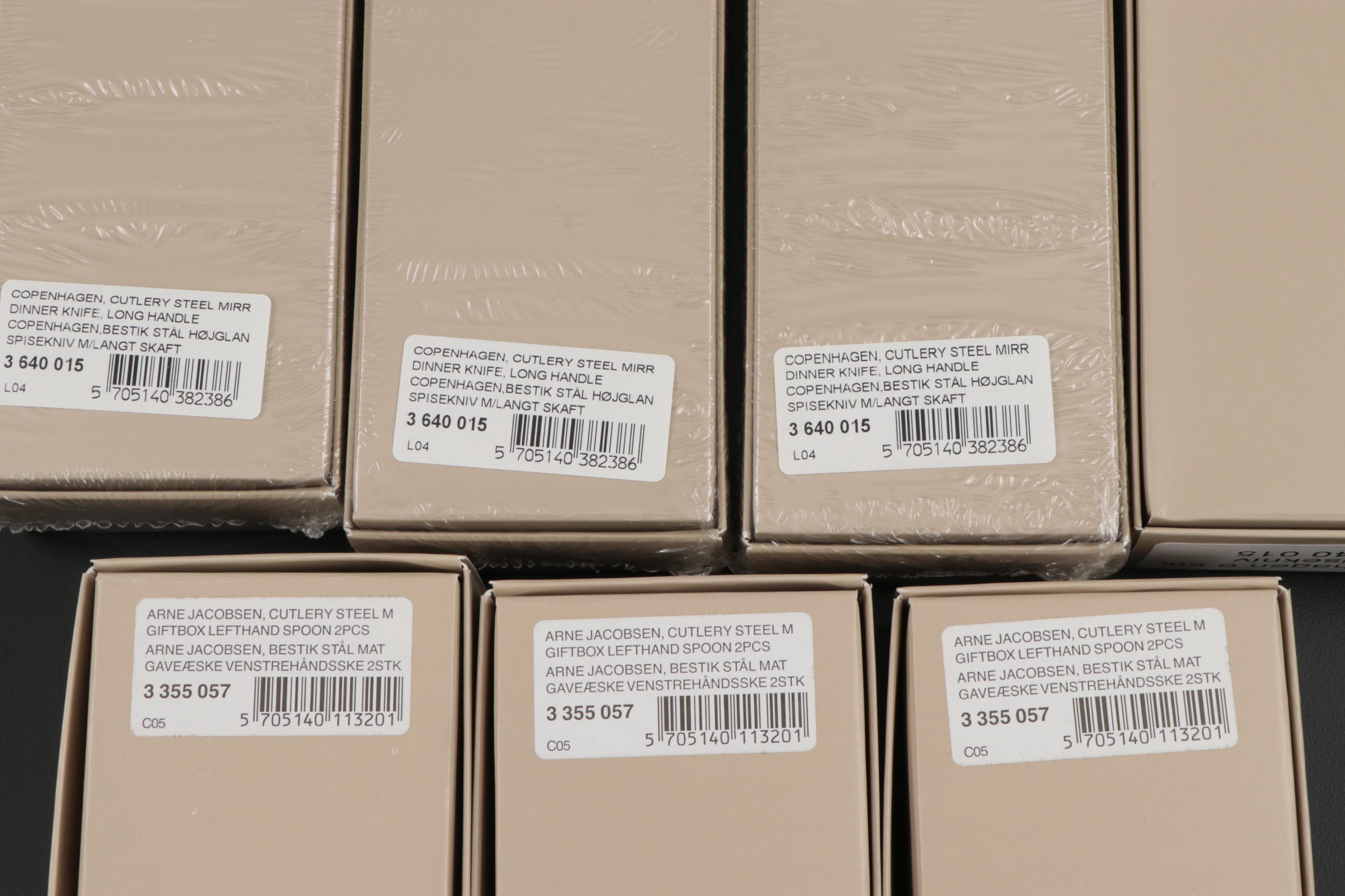 Georg Jensen Stainless Steel "Copenhagen" Knives, Spoons and Pepper Mill