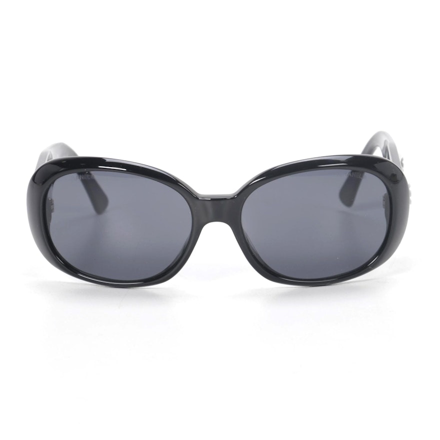 Chanel Camellia Rose Sunglasses in Black with Case