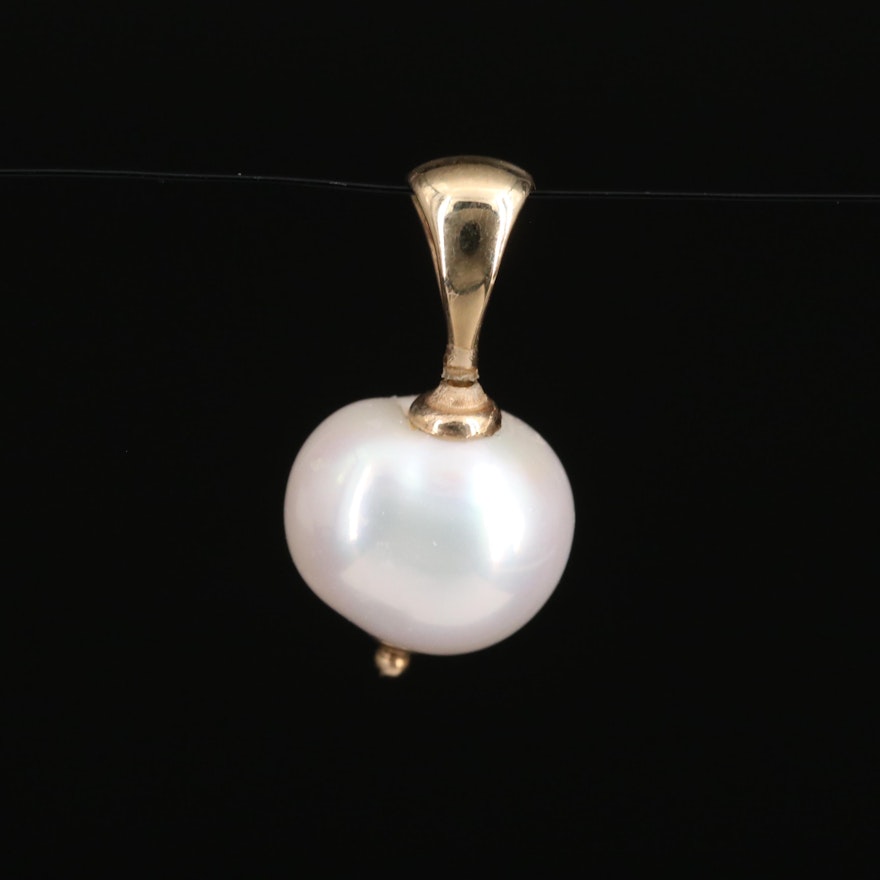 14K Baroque Pearl Drop Pendant