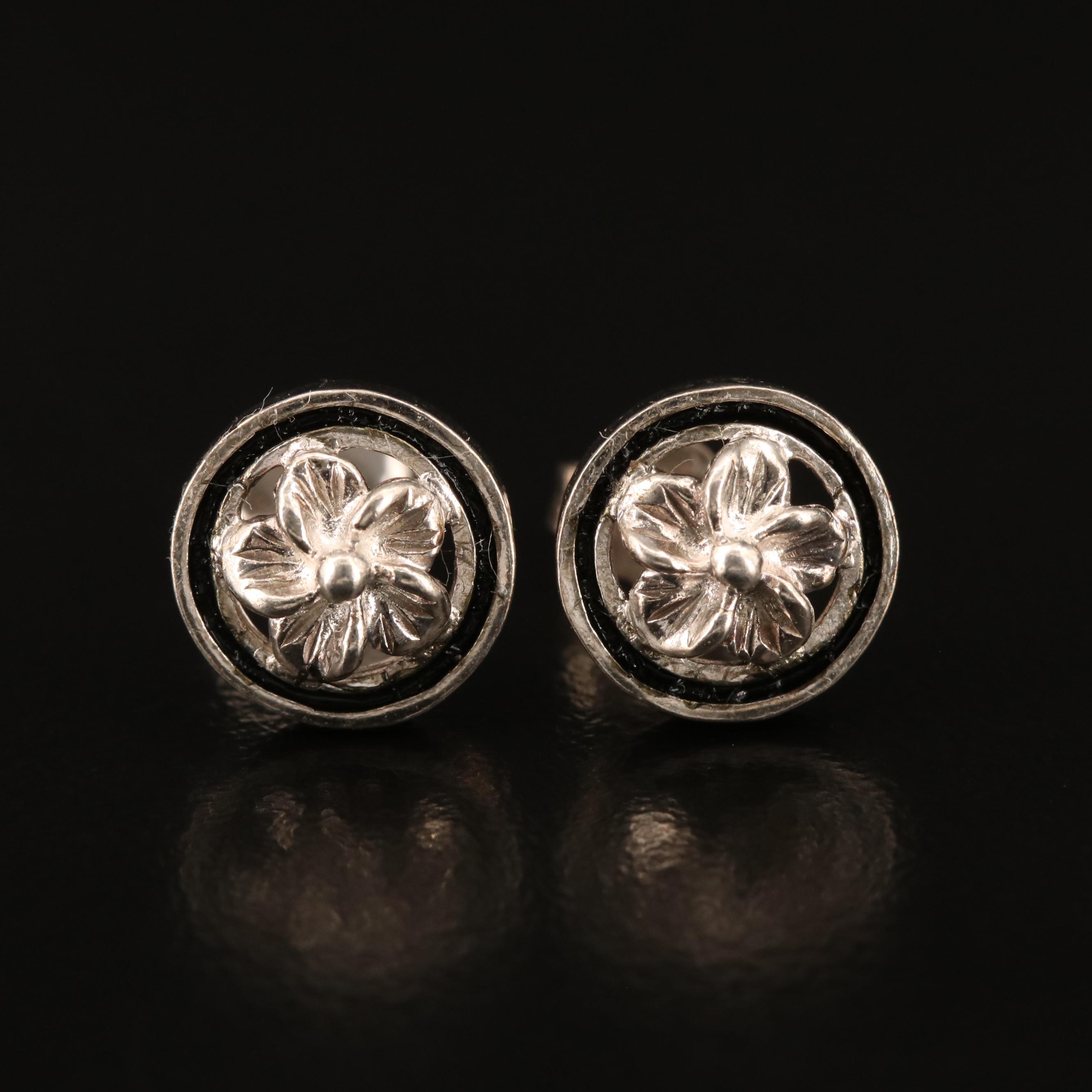 Art Deco Style Rhinestone and Marcasite Panel Bracelet with Floral Stud Earrings