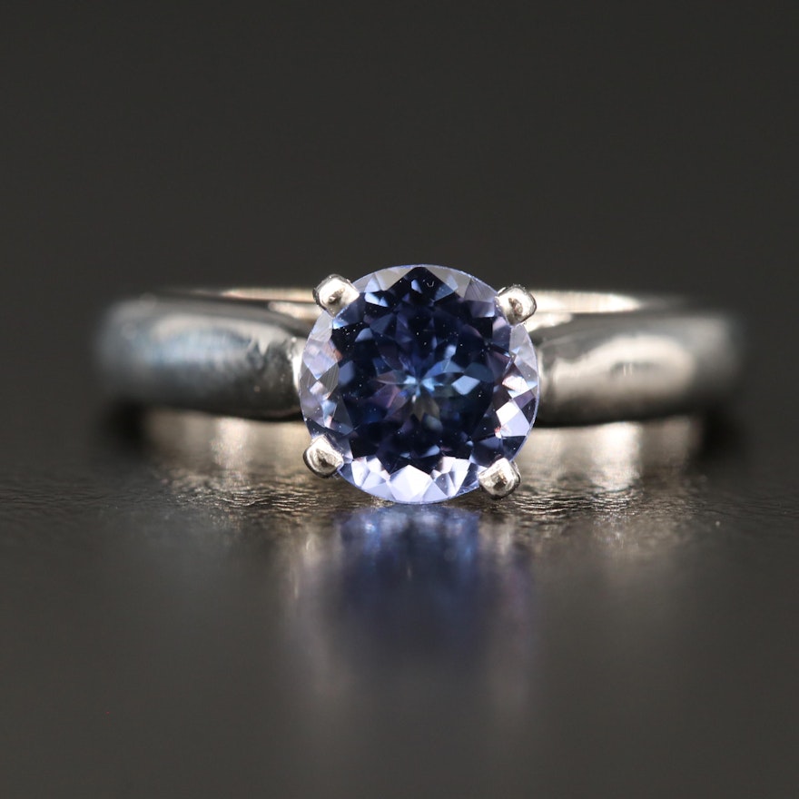 14K Tanzanite Ring with Profile Diamonds