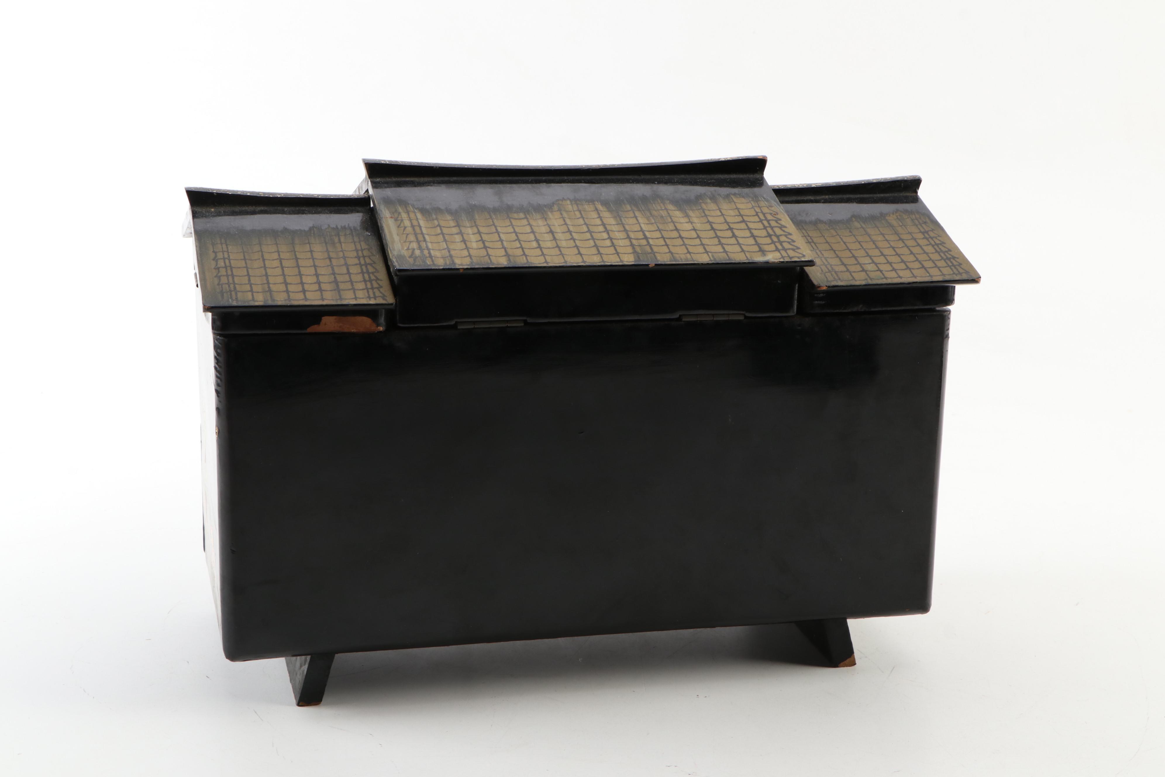 Toyo Japan Lacquer Wood Musical Jewelry Box, Mid-20th Century