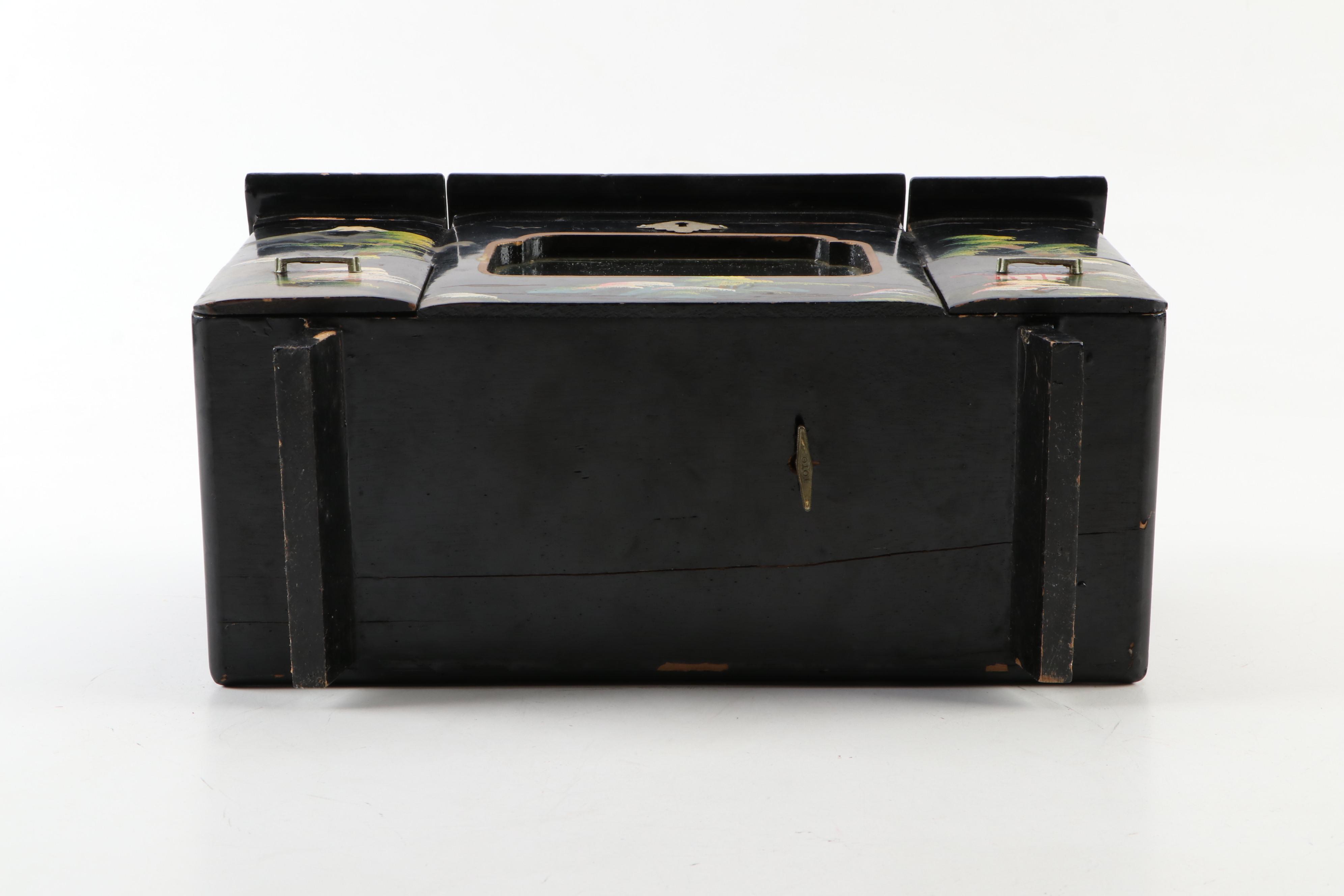 Toyo Japan Lacquer Wood Musical Jewelry Box, Mid-20th Century