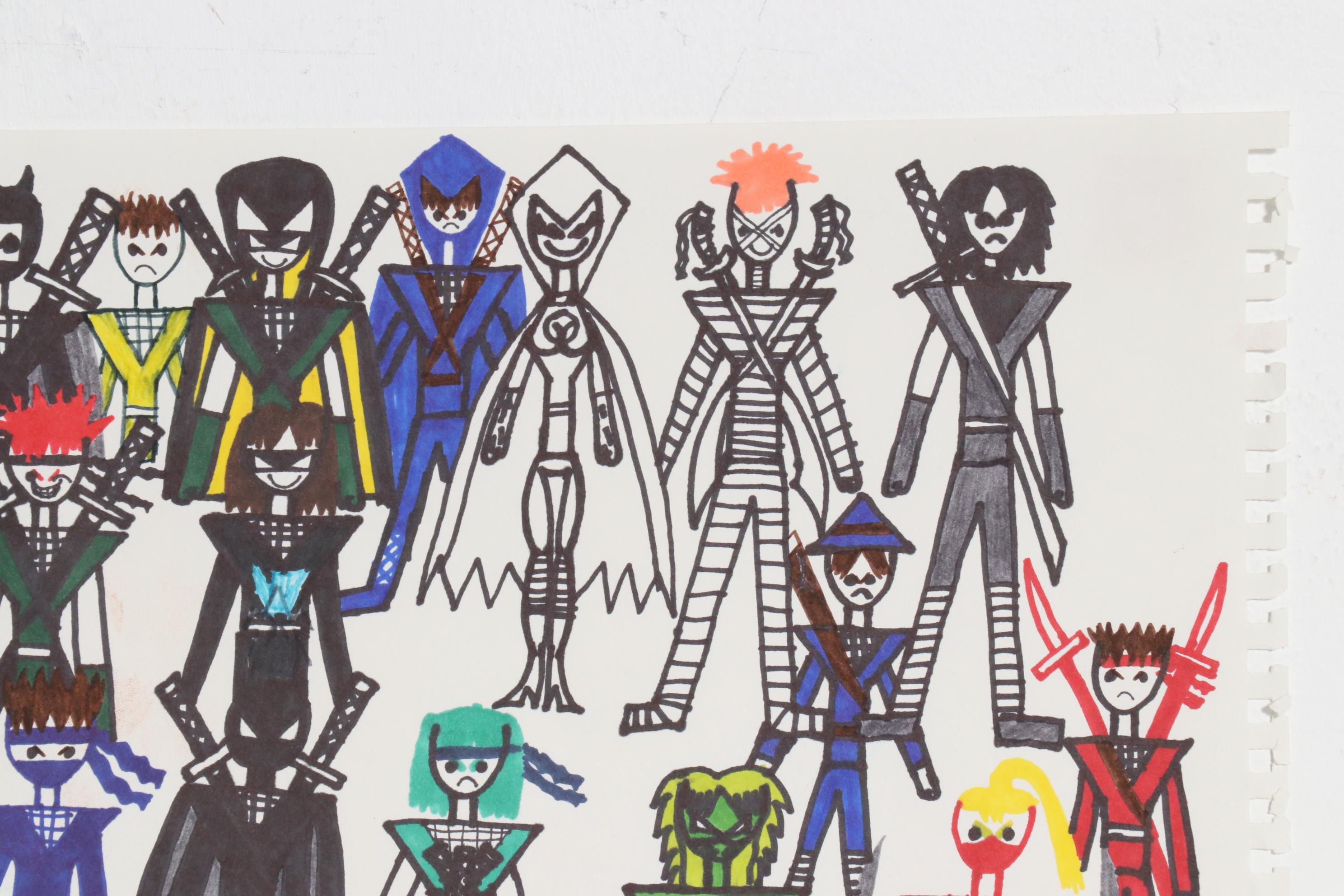 Hakeem Johnson Marker Drawing "Ninja-Boy Extreme 9," 21st Century