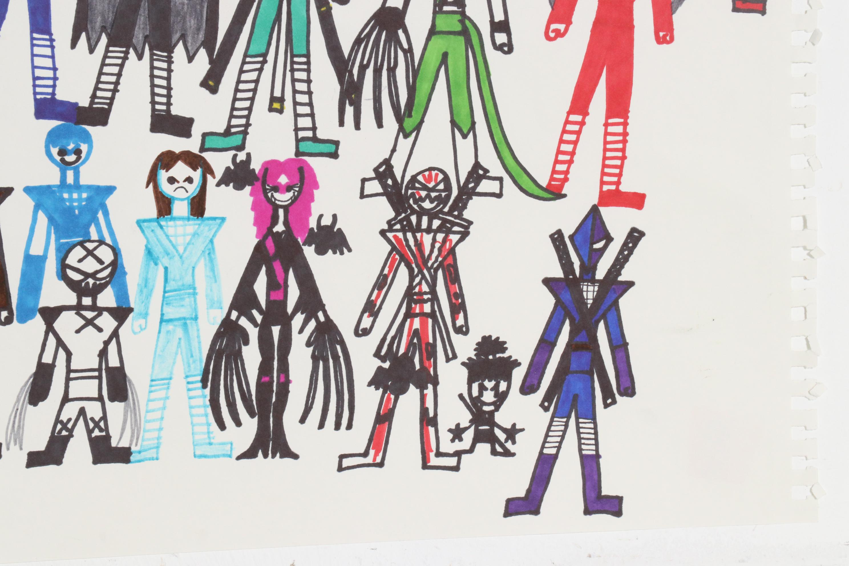 Hakeem Johnson Marker Drawing "Ninja-Boy Extreme 9," 21st Century