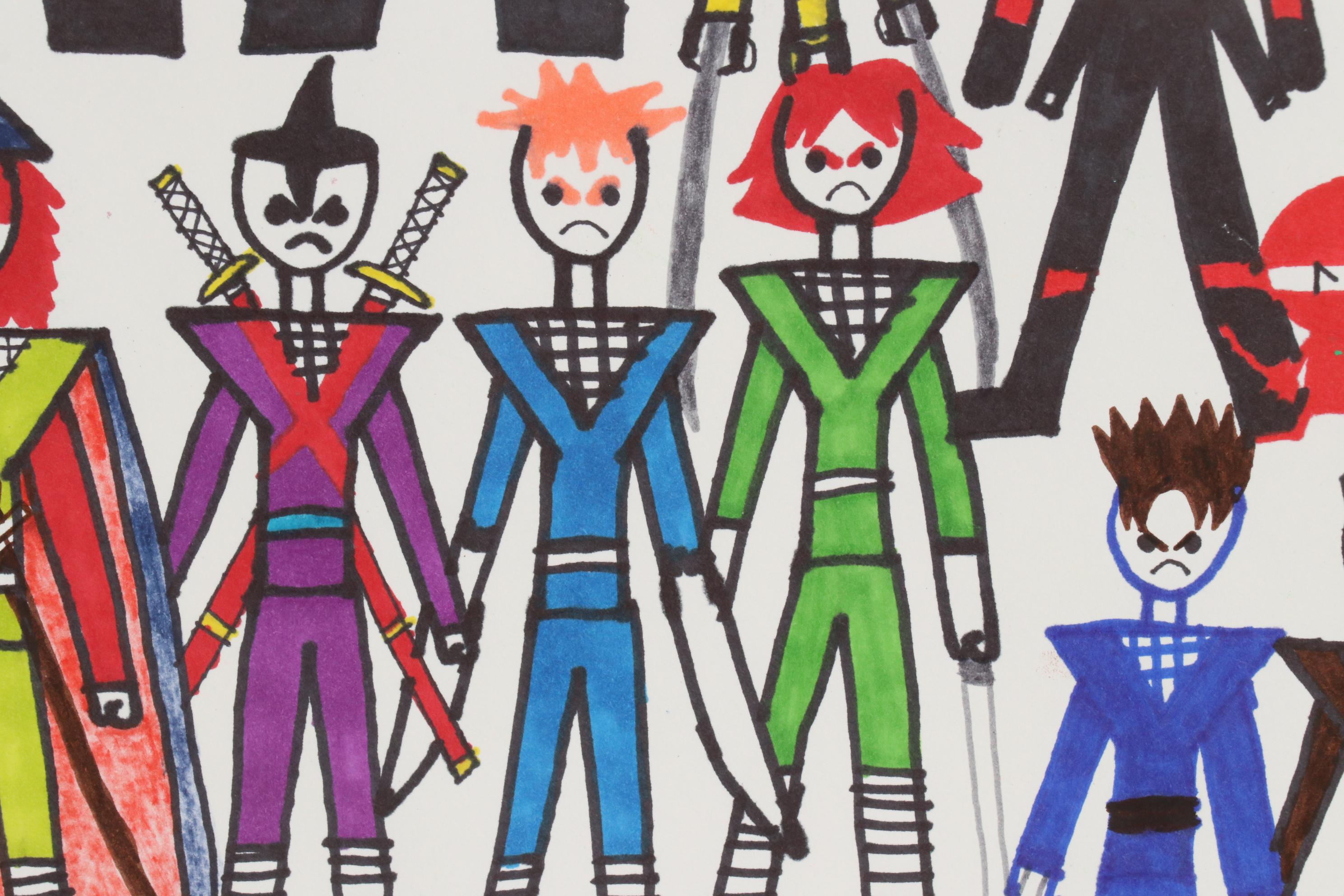 Hakeem Johnson Marker Drawing "Ninja-Boy Extreme 9," 21st Century