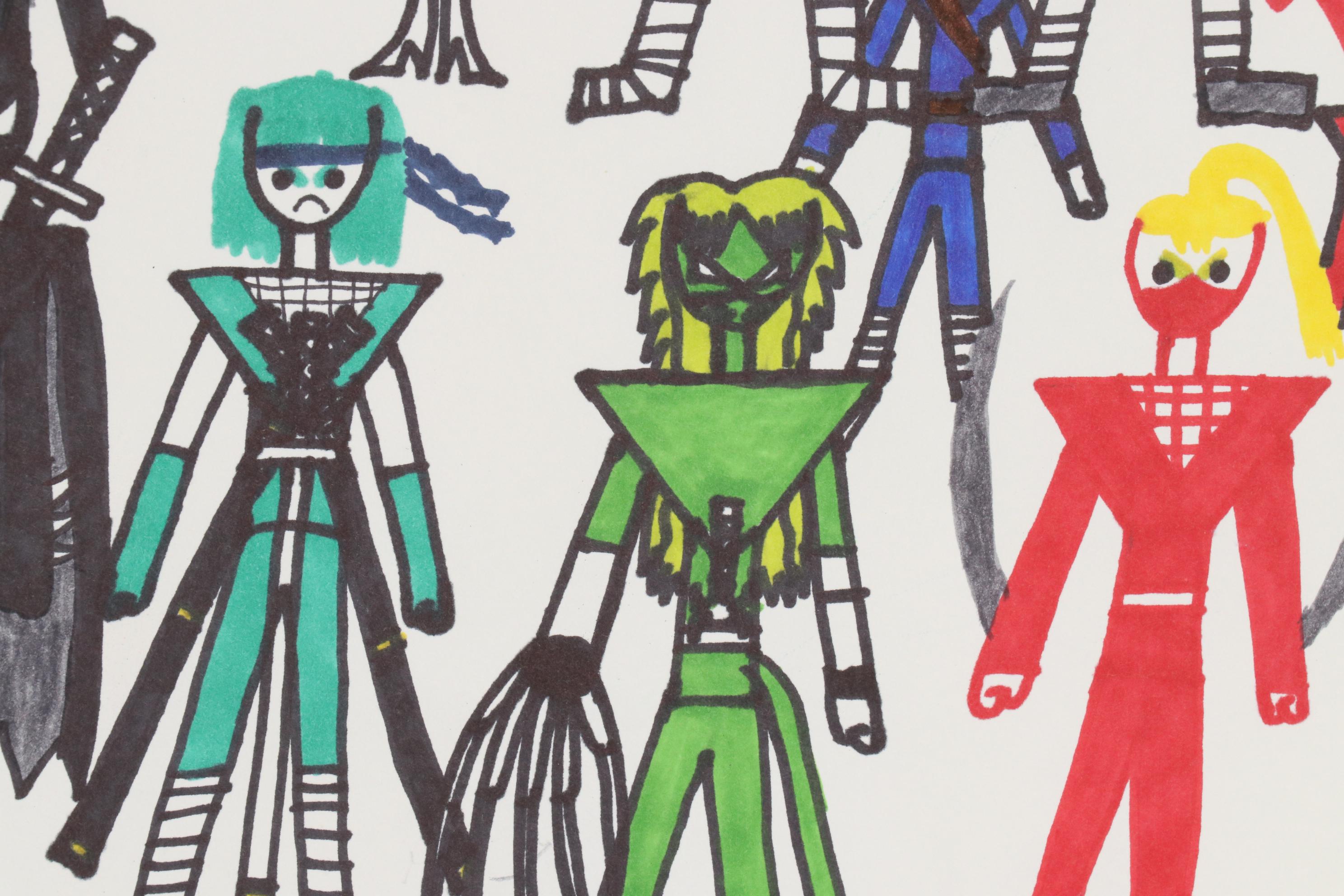 Hakeem Johnson Marker Drawing "Ninja-Boy Extreme 9," 21st Century