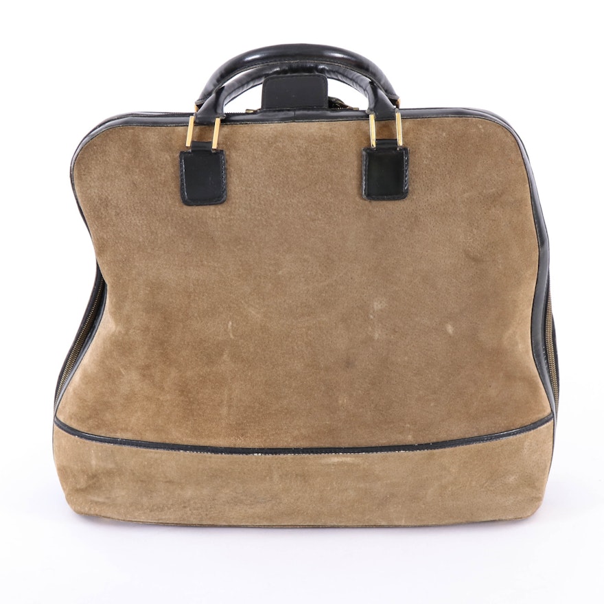 Koret Brown Suede and Black Leather Travel Bag