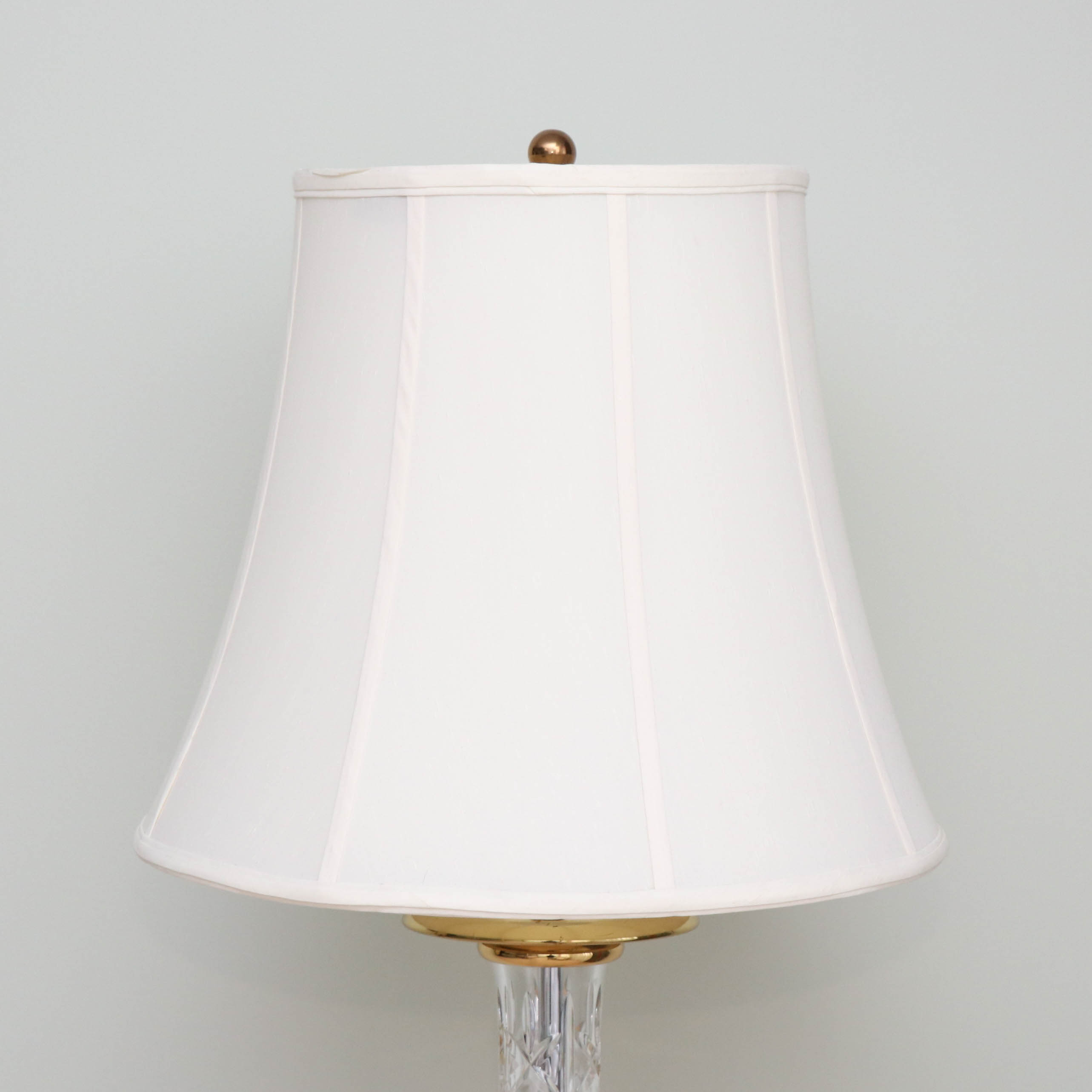 Waterford Crystal and Brass Floor Lamp with Fabric Bell Shade