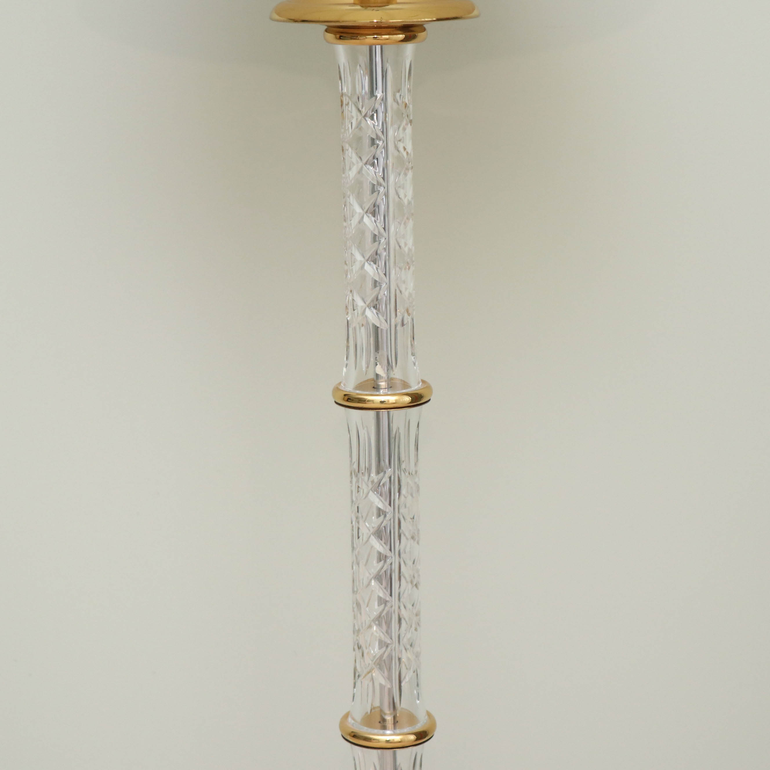 Waterford Crystal and Brass Floor Lamp with Fabric Bell Shade