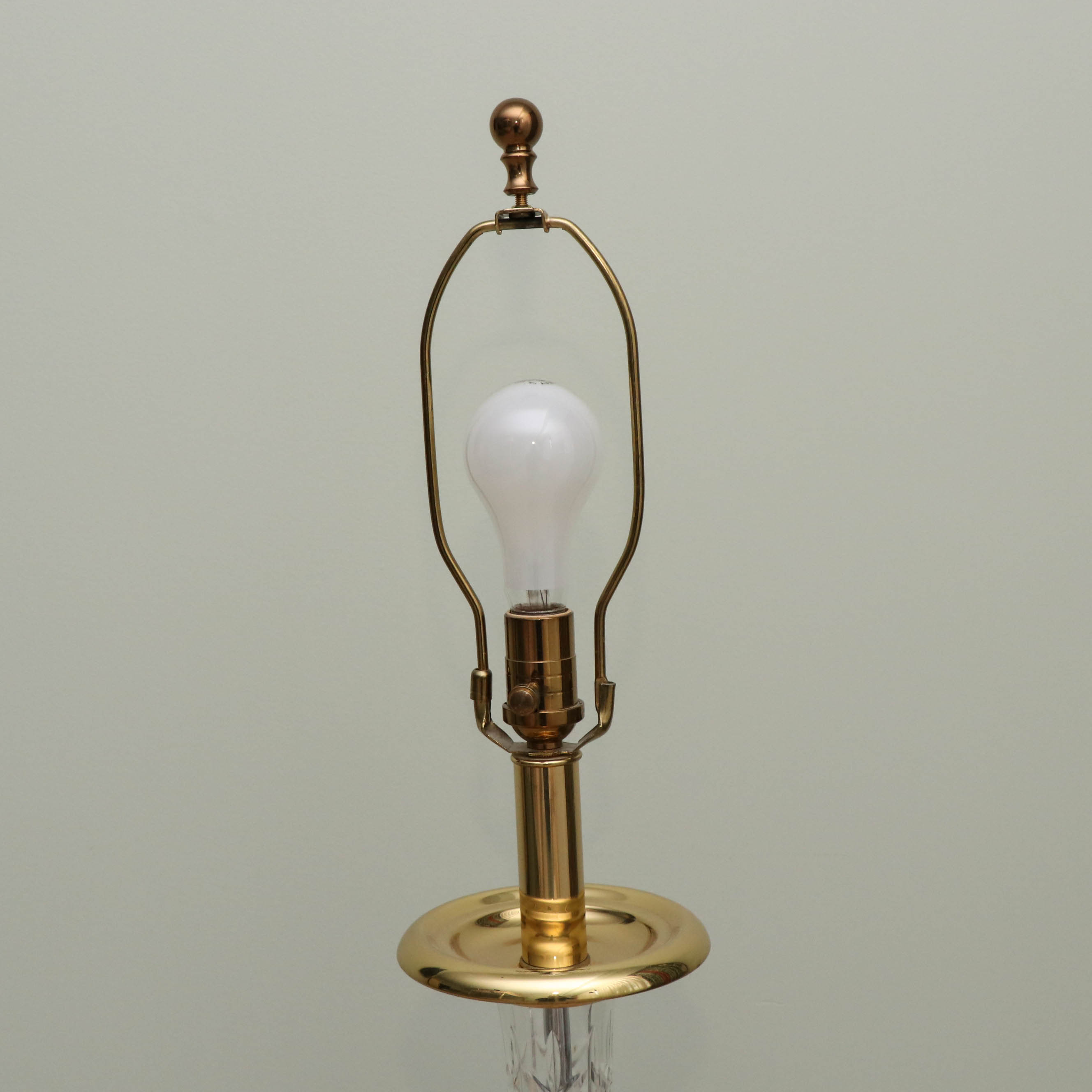 Waterford Crystal and Brass Floor Lamp with Fabric Bell Shade