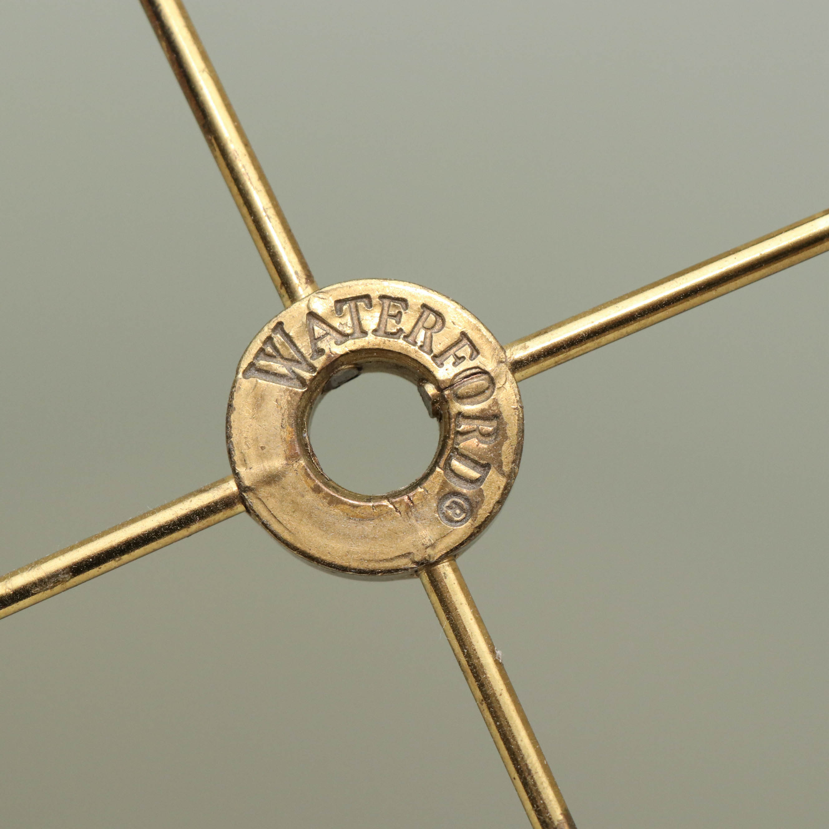 Waterford Crystal and Brass Floor Lamp with Fabric Bell Shade