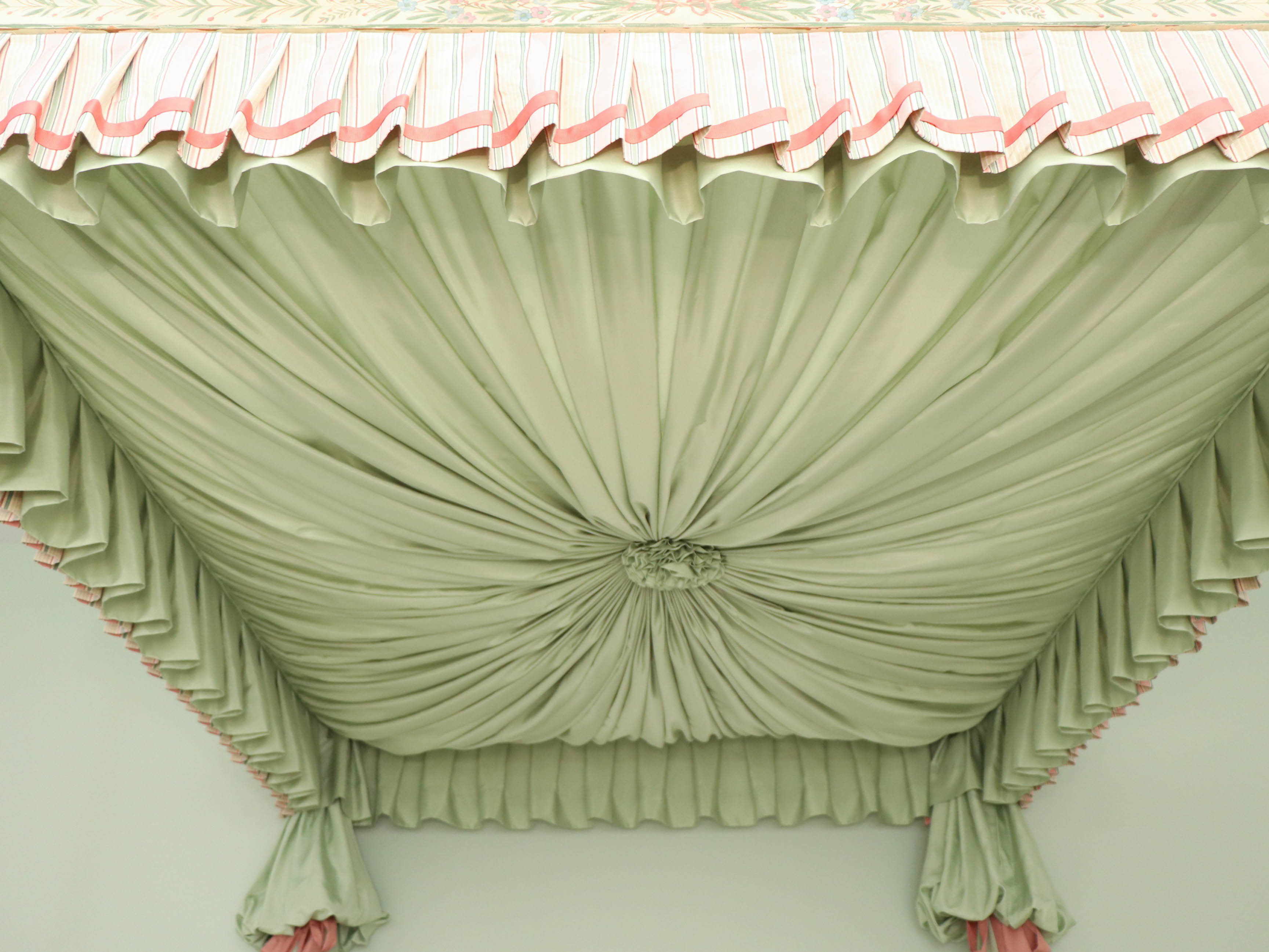 John Widdicomb Hand-Painted Four Poster Canopy Bed with Upholstered Headboard