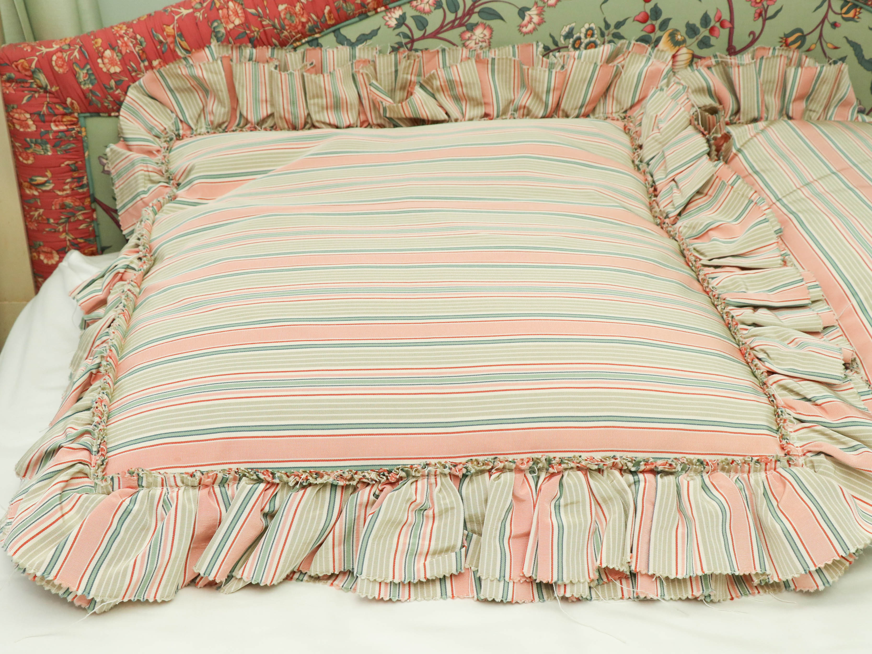 John Widdicomb Hand-Painted Four Poster Canopy Bed with Upholstered Headboard