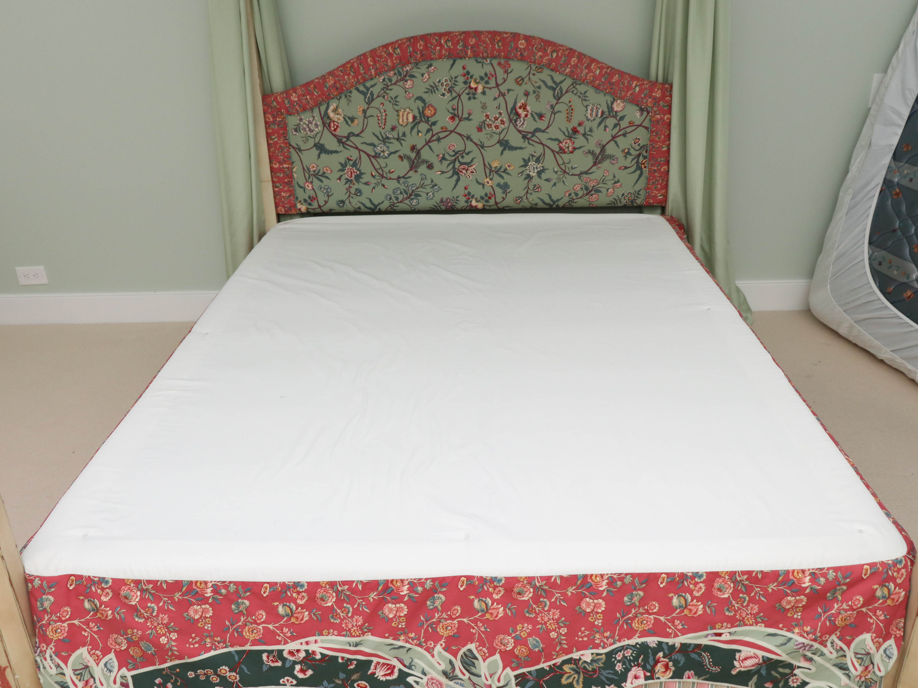 John Widdicomb Hand-Painted Four Poster Canopy Bed with Upholstered Headboard