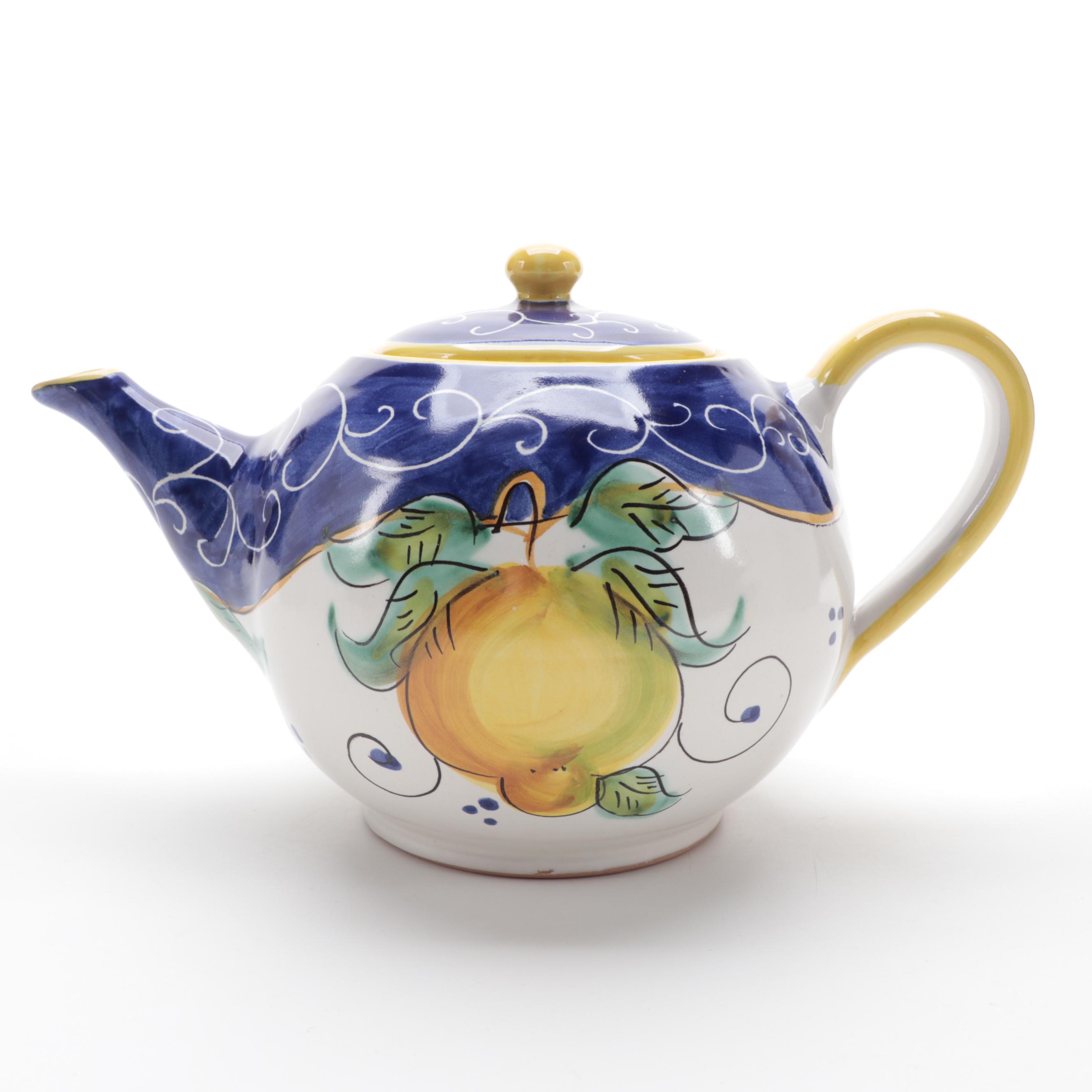 Italian Ceramica Artistica Three-Piece Tea Set