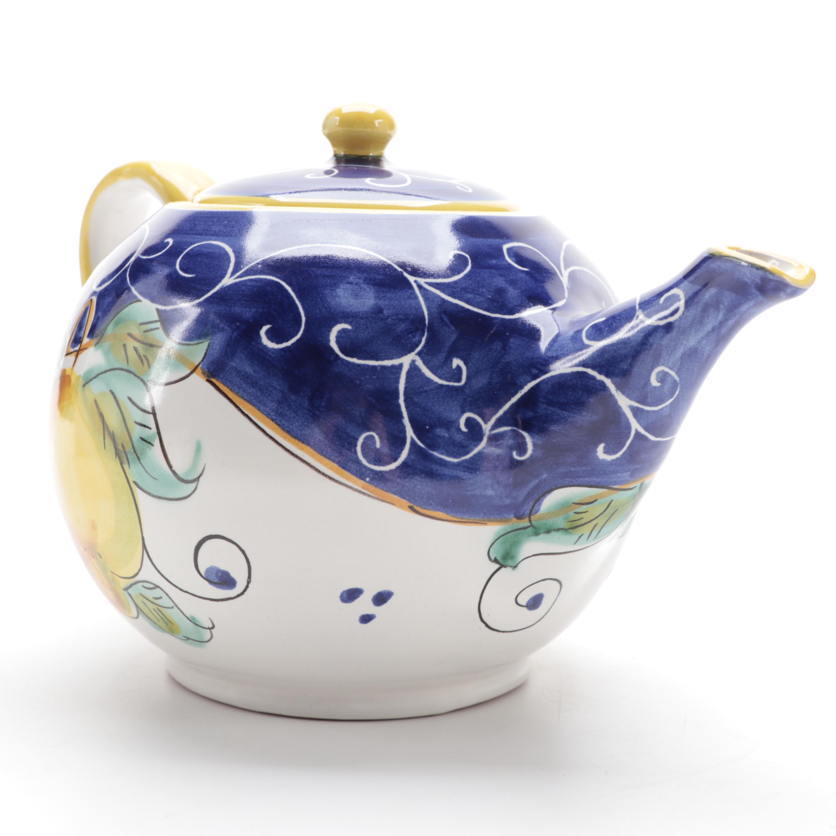 Italian Ceramica Artistica Three-Piece Tea Set