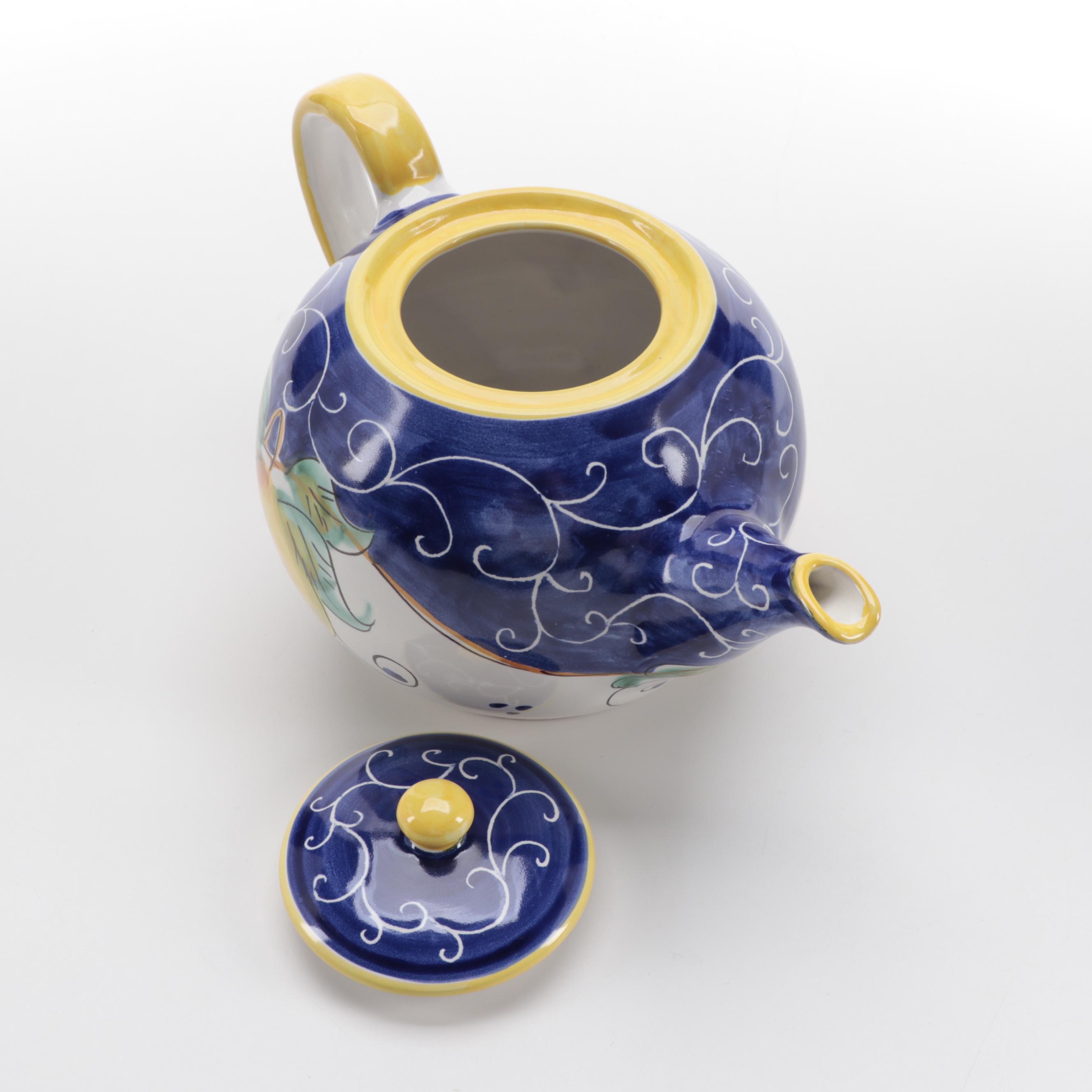 Italian Ceramica Artistica Three-Piece Tea Set