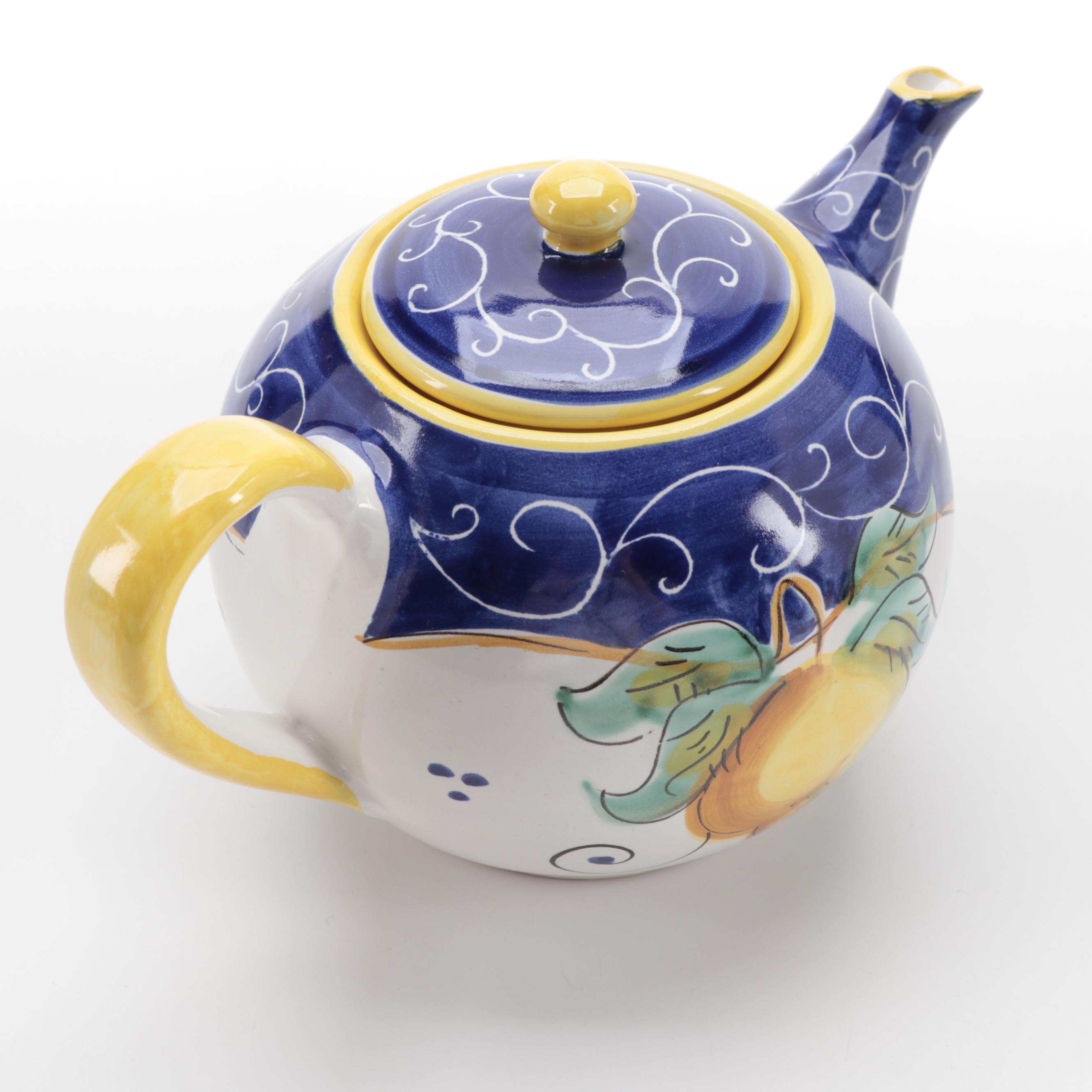 Italian Ceramica Artistica Three-Piece Tea Set