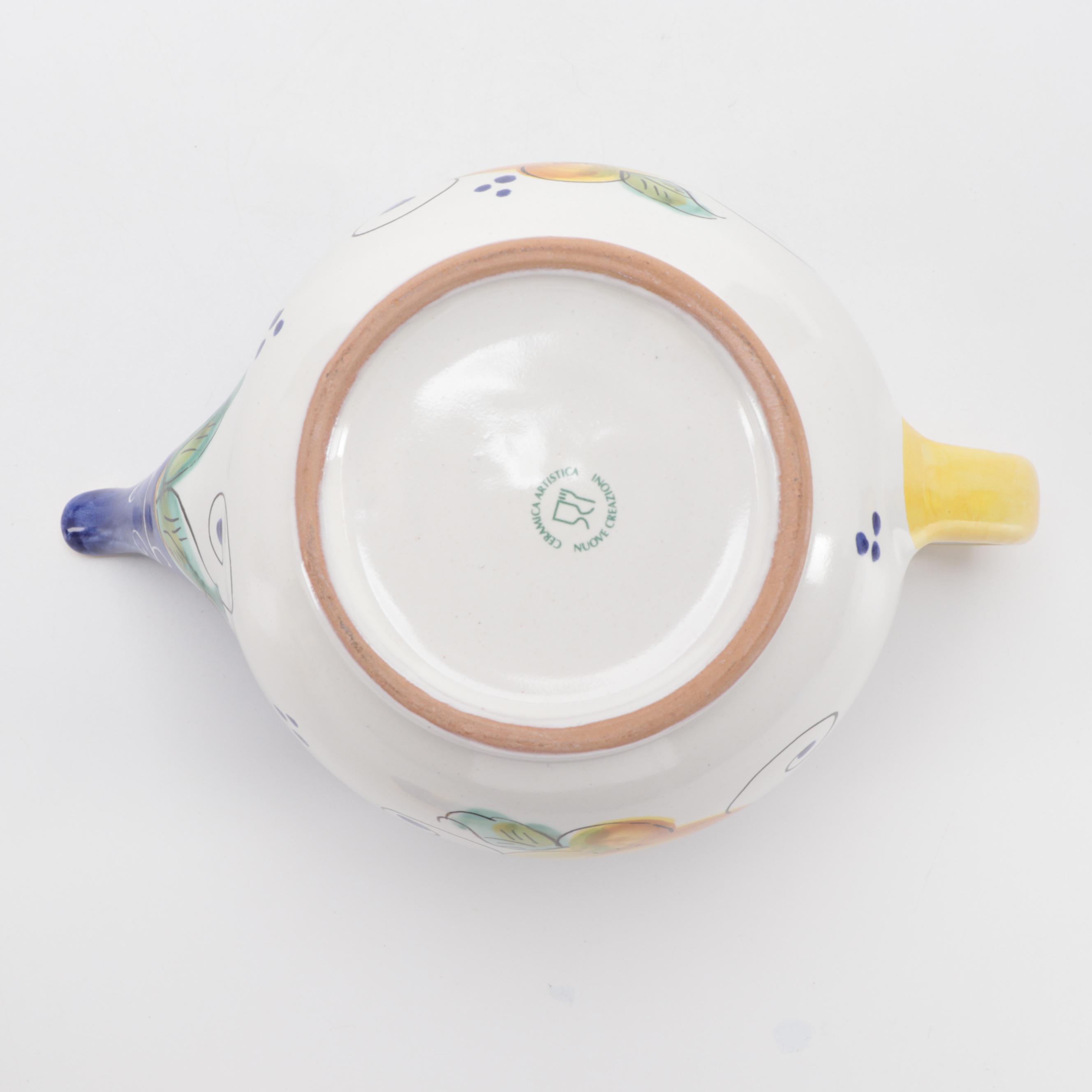 Italian Ceramica Artistica Three-Piece Tea Set