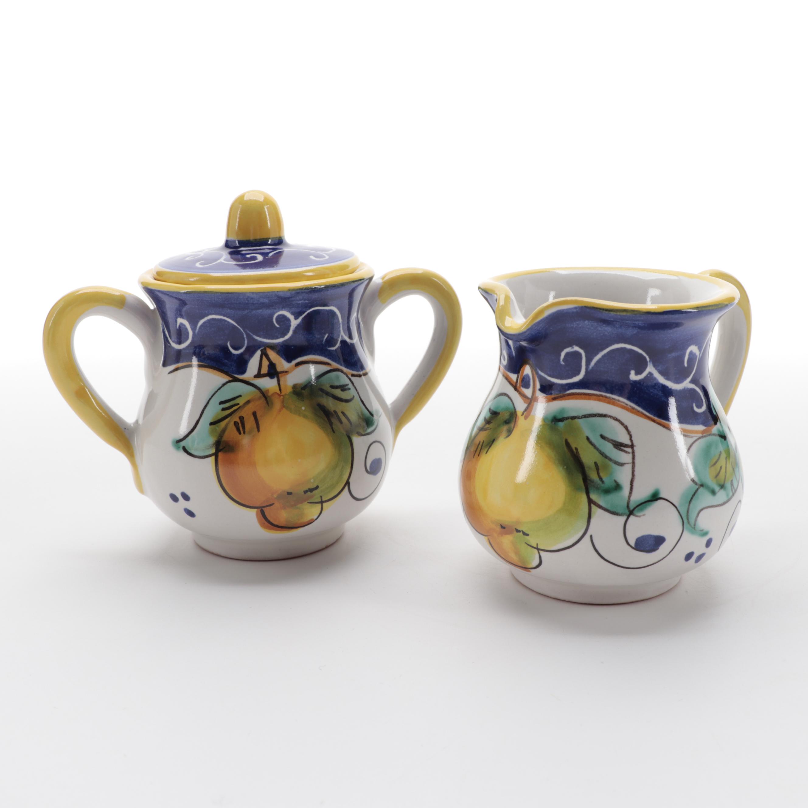 Italian Ceramica Artistica Three-Piece Tea Set