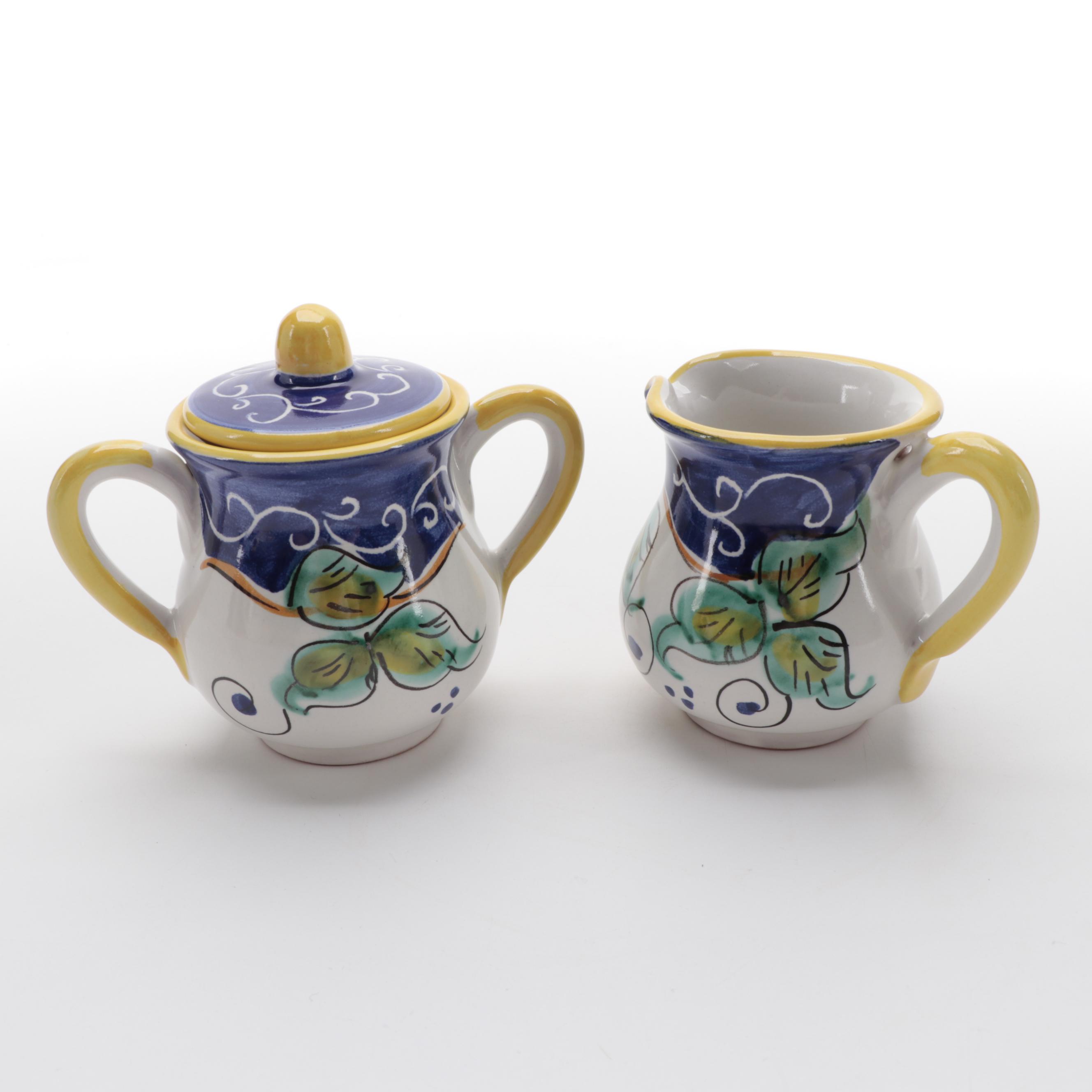 Italian Ceramica Artistica Three-Piece Tea Set
