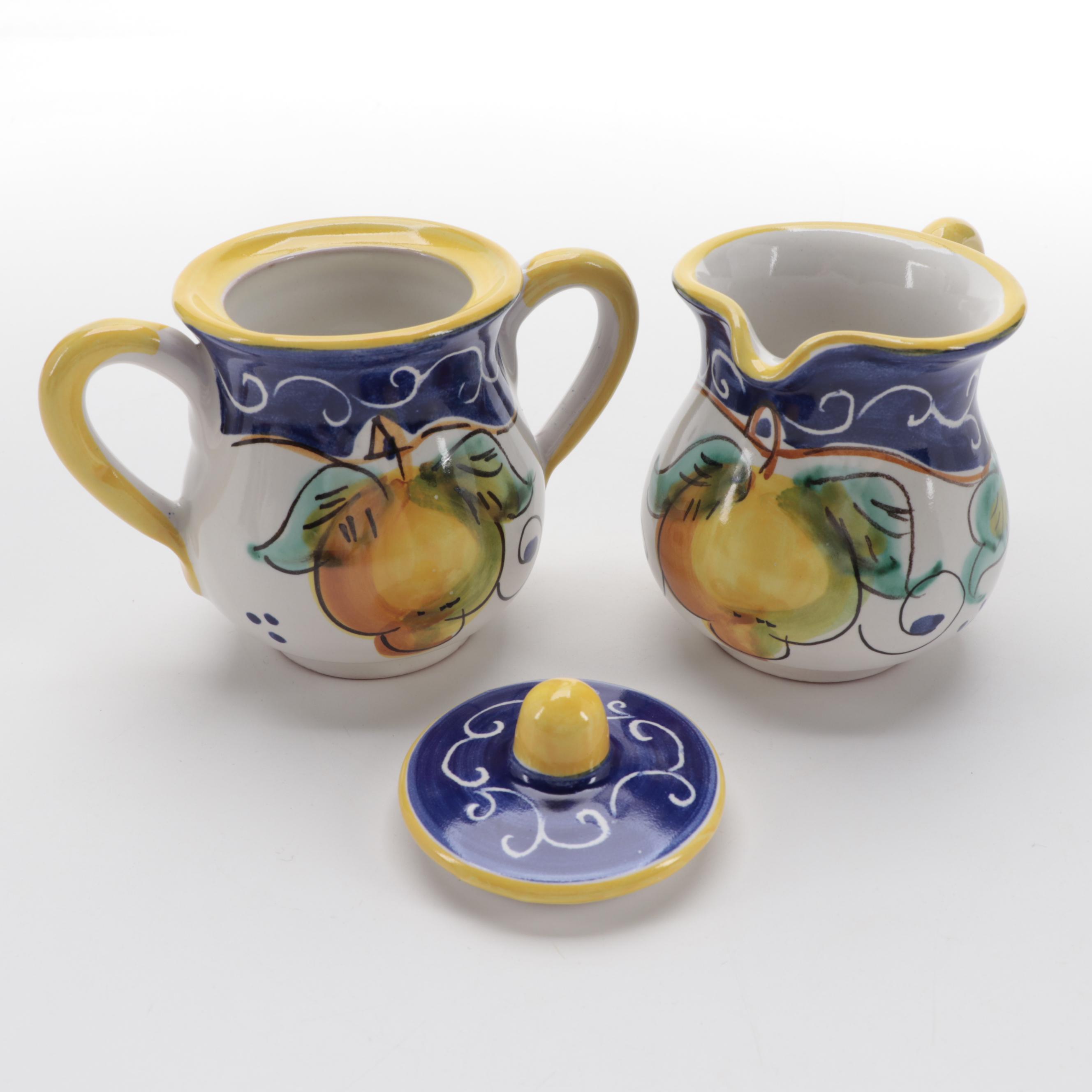 Italian Ceramica Artistica Three-Piece Tea Set