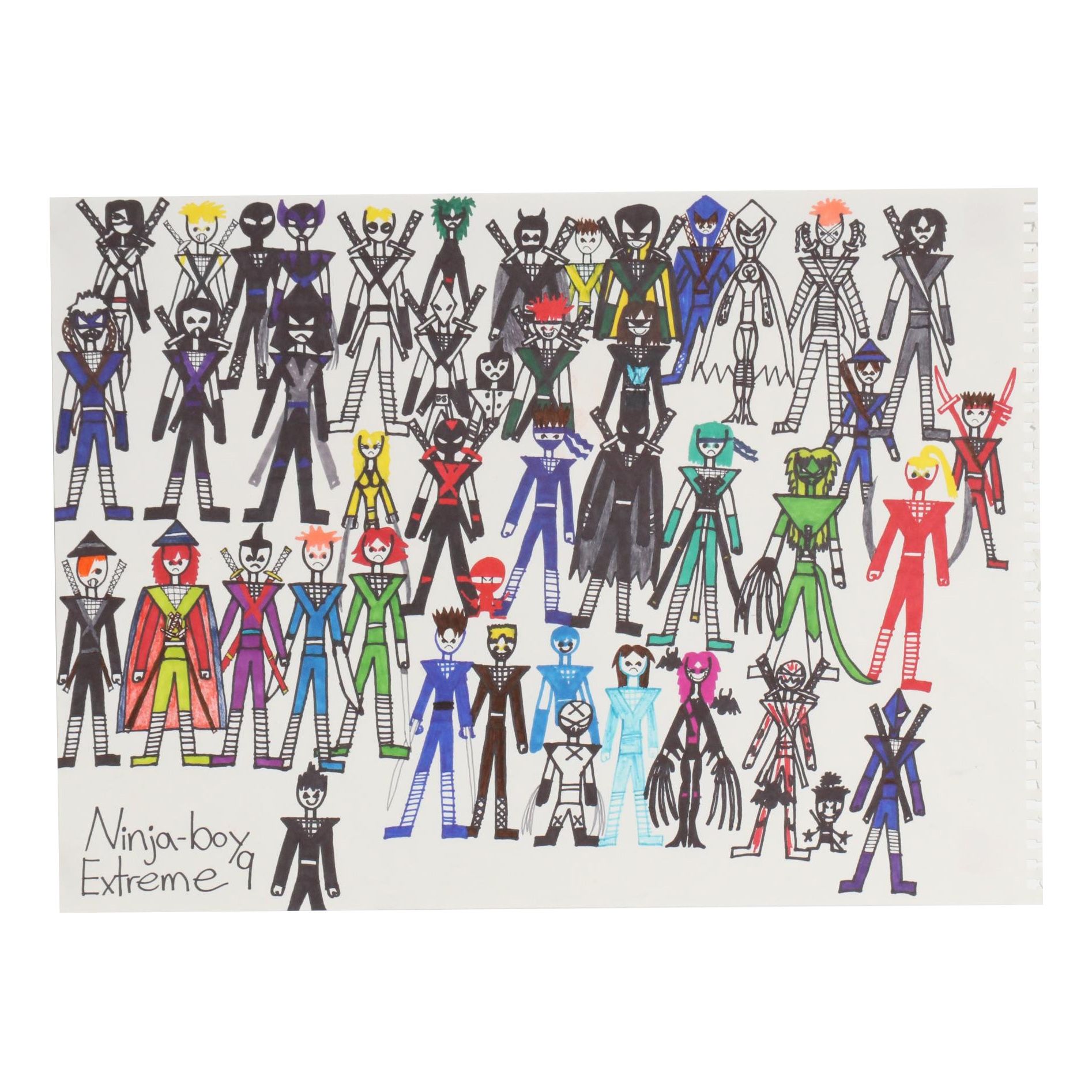 Hakeem Johnson Marker Drawing "Ninja-Boy Extreme 9," 21st Century