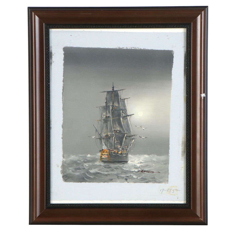 Danny Garcia Oil Painting of Spanish Galleon, Late 20th Century