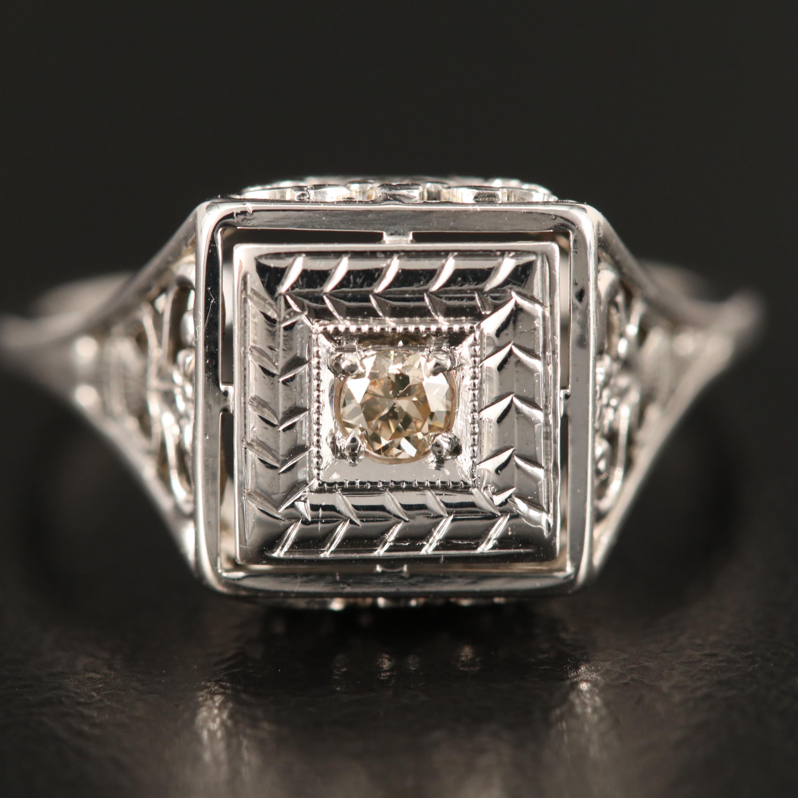 Art Deco 14K Diamond Ring
