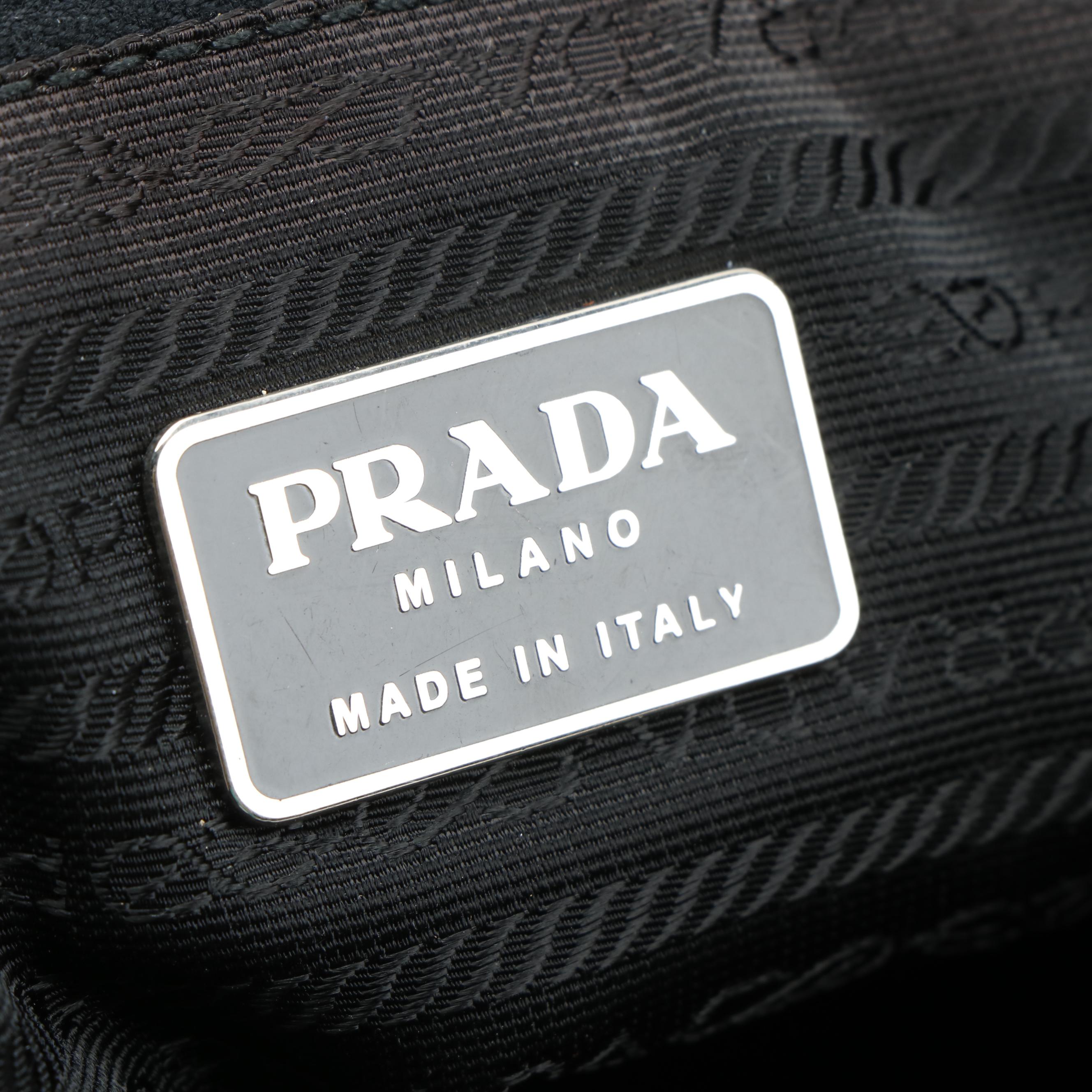Prada Rust Nylon and Black Leather Horizontal Bag