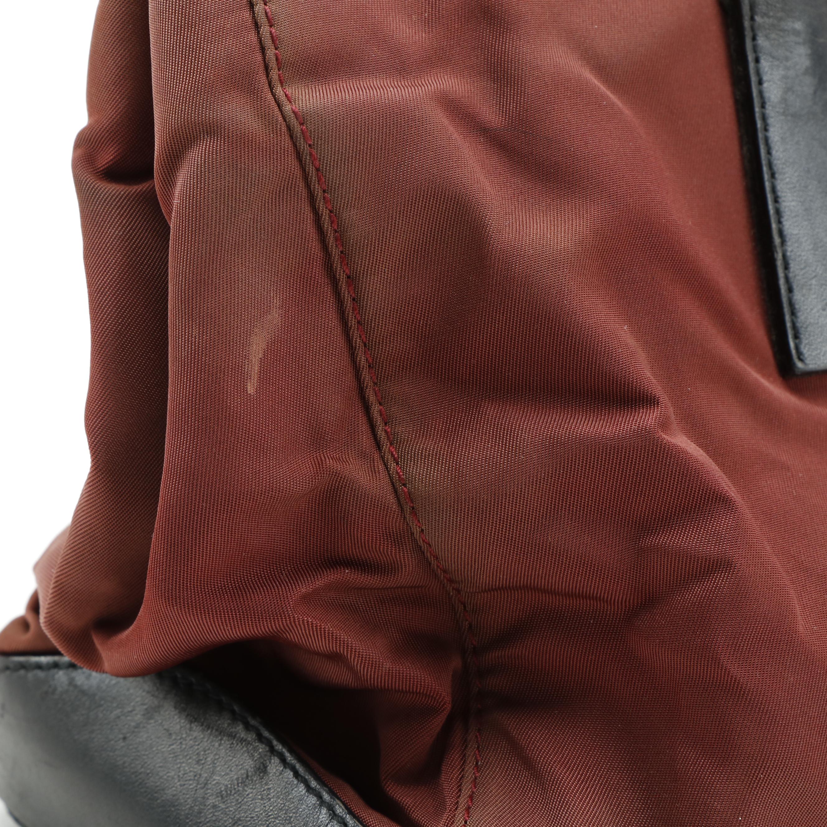 Prada Rust Nylon and Black Leather Horizontal Bag