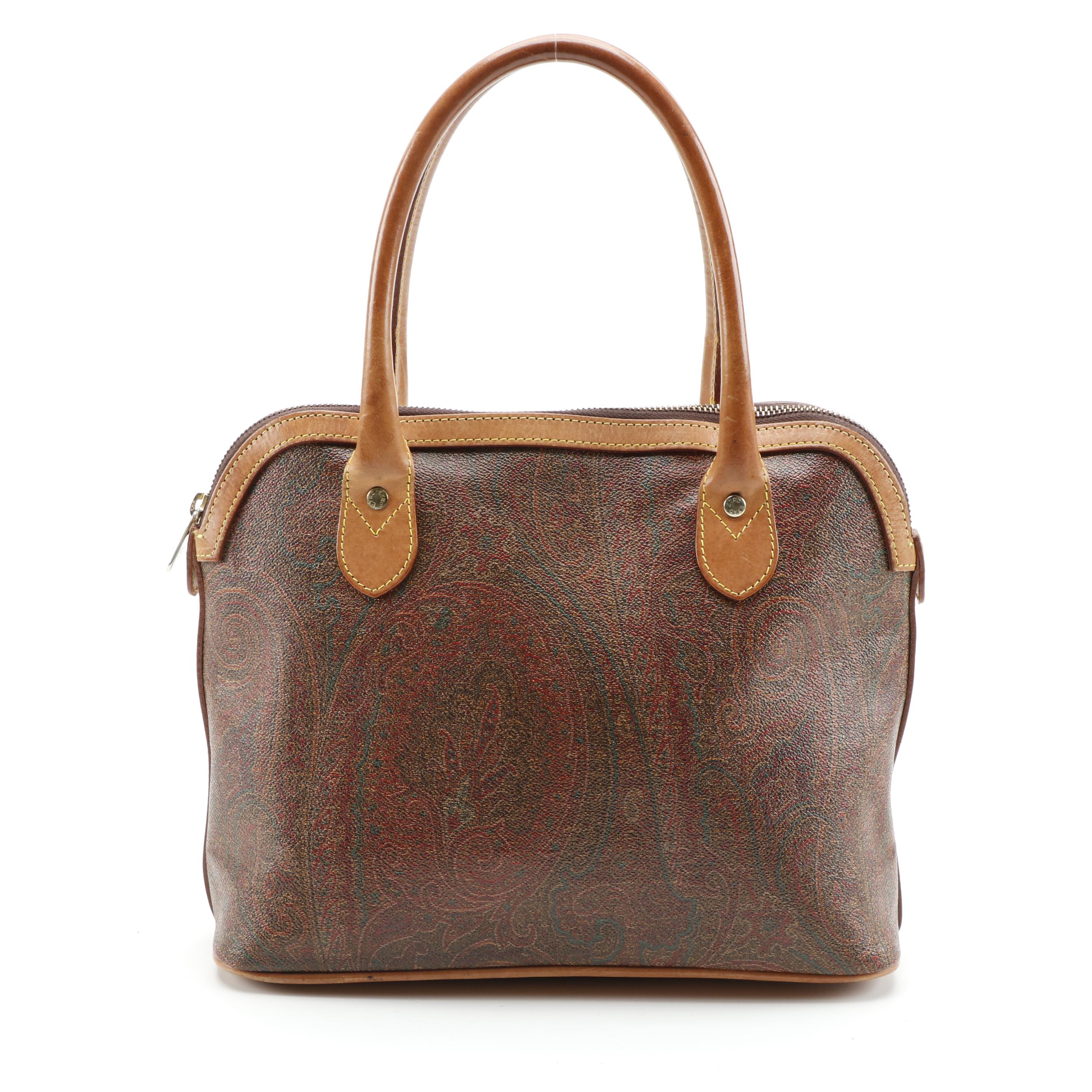 ETRO Domed Paisley Coated Canvas and Leather Bag