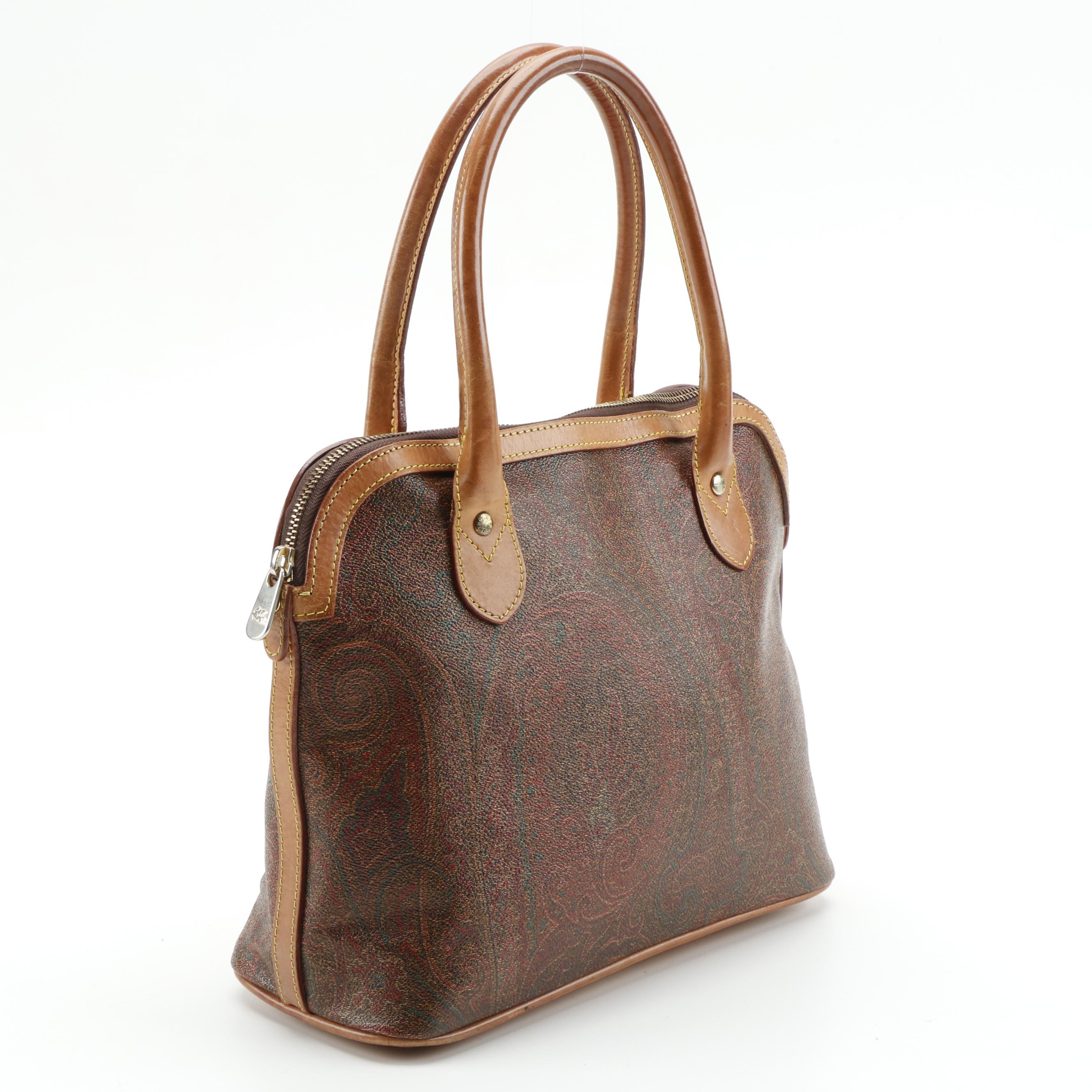 ETRO Domed Paisley Coated Canvas and Leather Bag