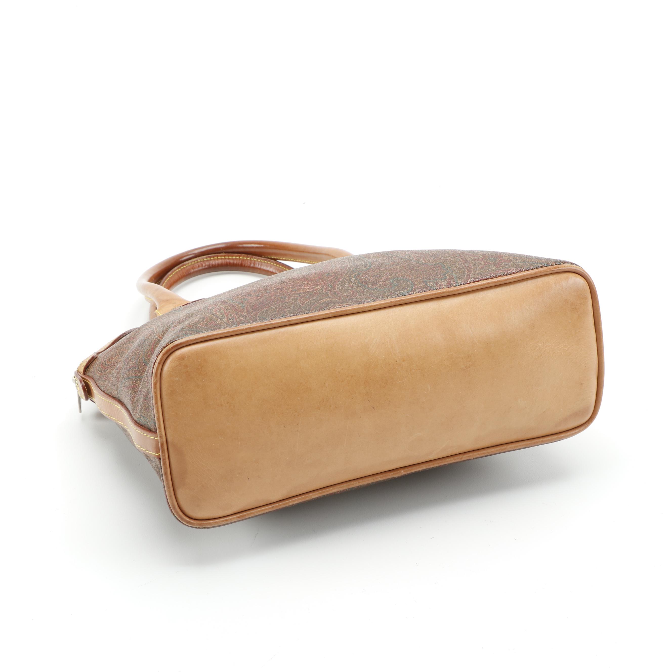 ETRO Domed Paisley Coated Canvas and Leather Bag