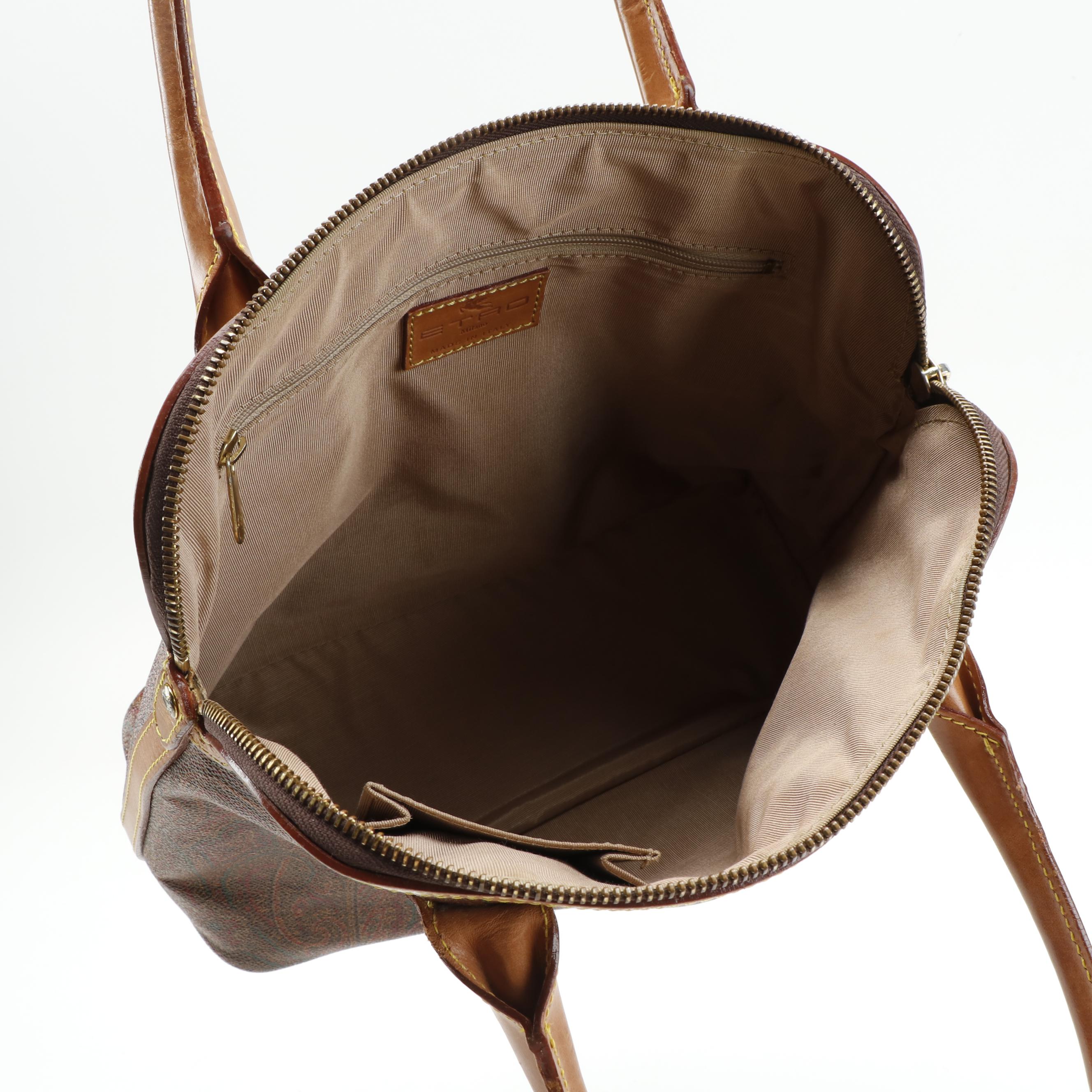 ETRO Domed Paisley Coated Canvas and Leather Bag