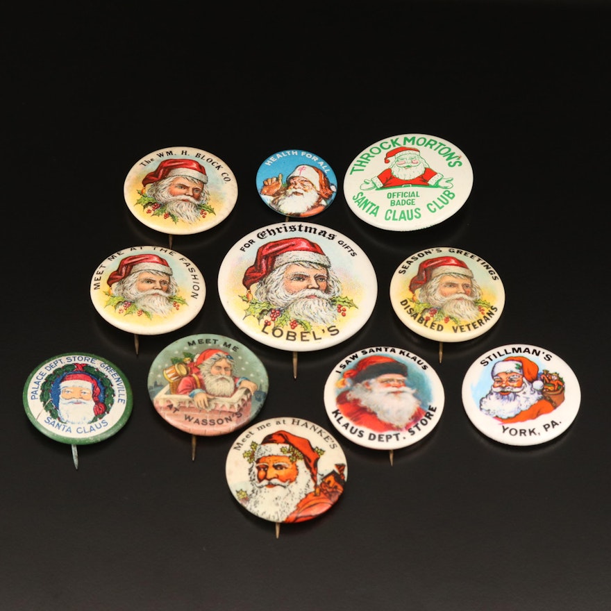 Vintage Retail Store Santa Claus Buttons