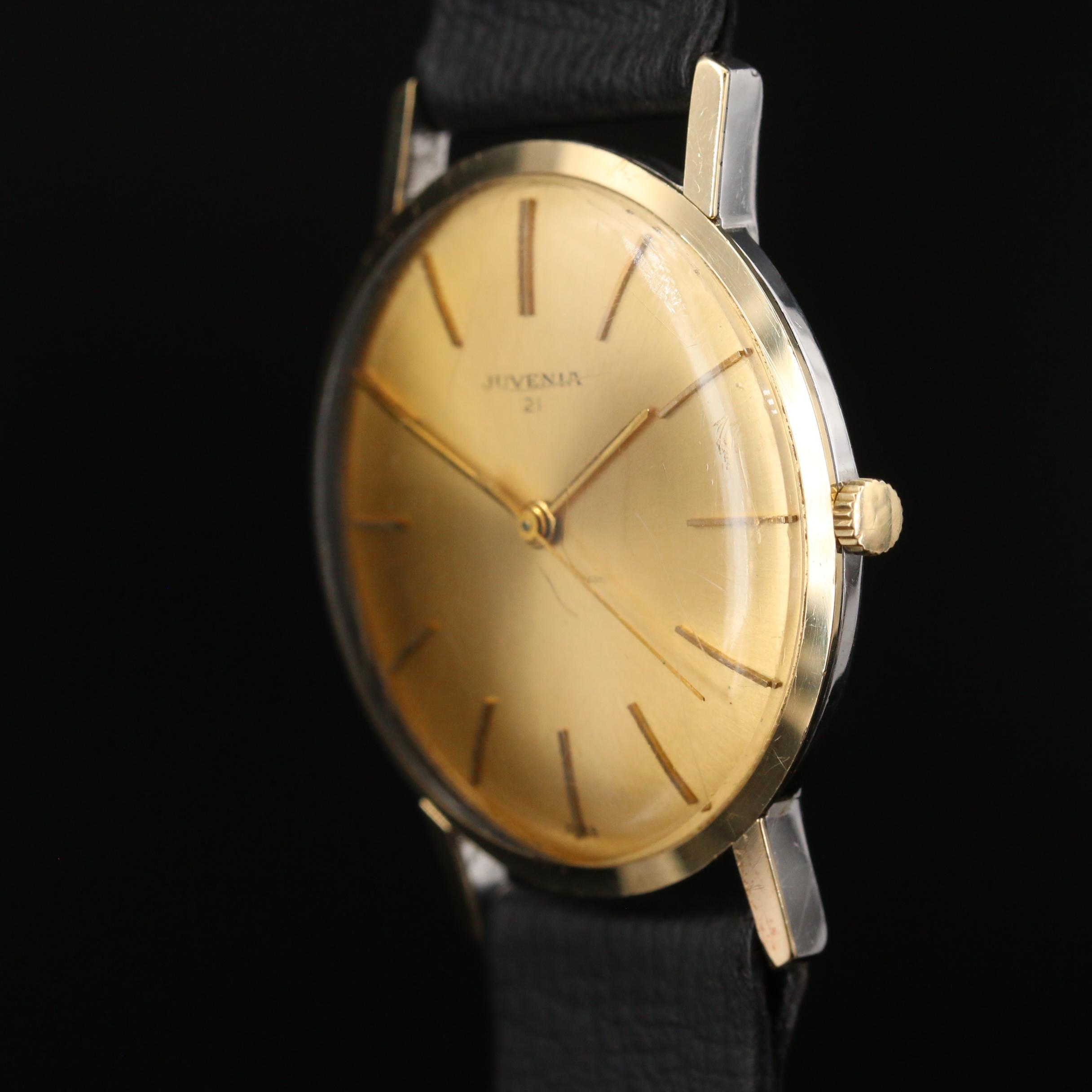 Vintage Juvenia Slimatic 14K Gold and Stainless Steel Automatic Watch