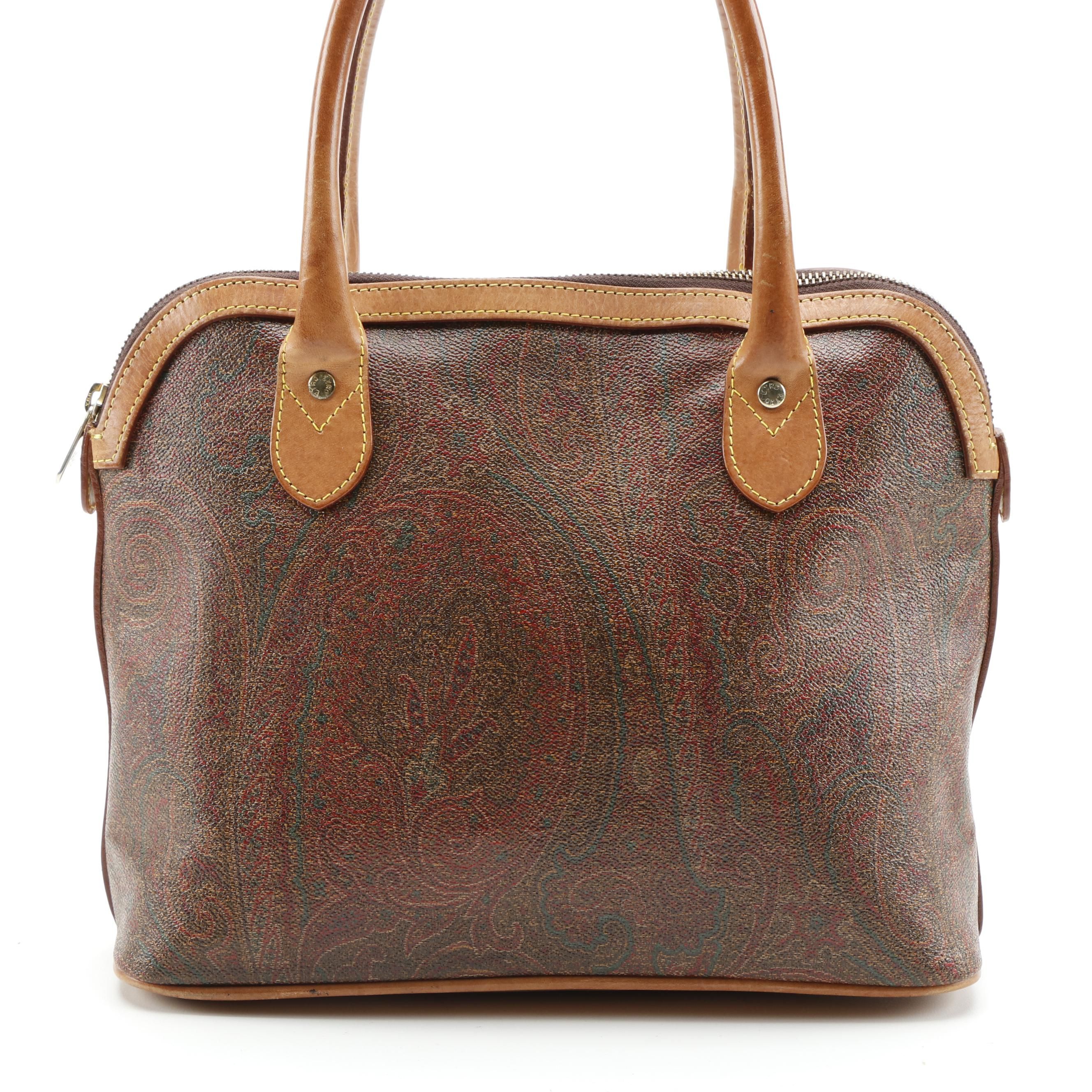 ETRO Domed Paisley Coated Canvas and Leather Bag