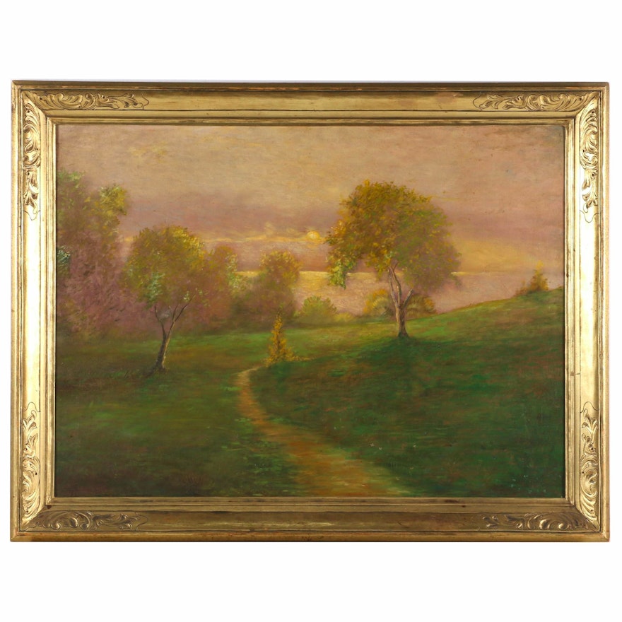 Hugh Huntington Howard Oil Painting of Country Path at Sunrise