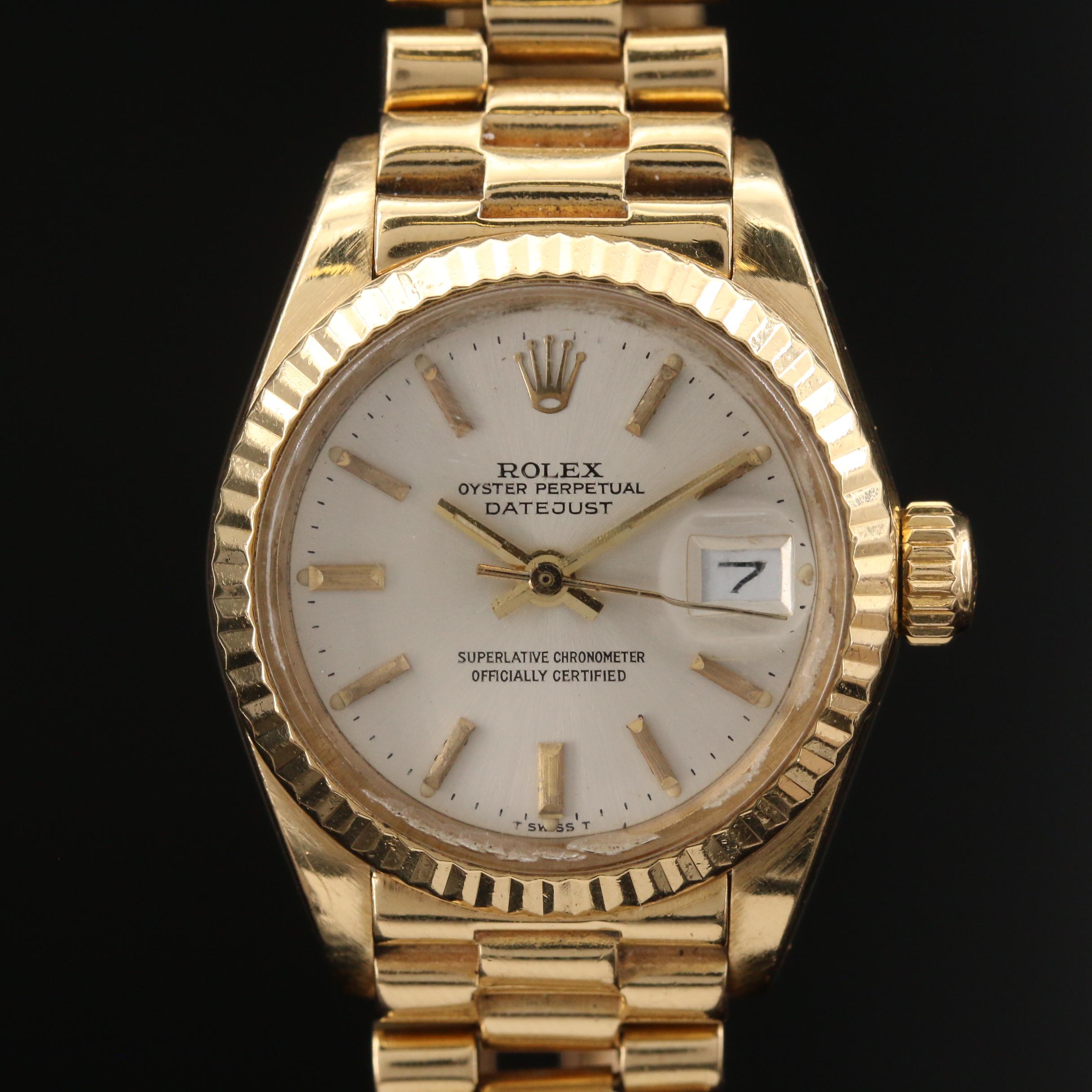 1980 Rolex Datejust President 18K Gold Automatic Watch