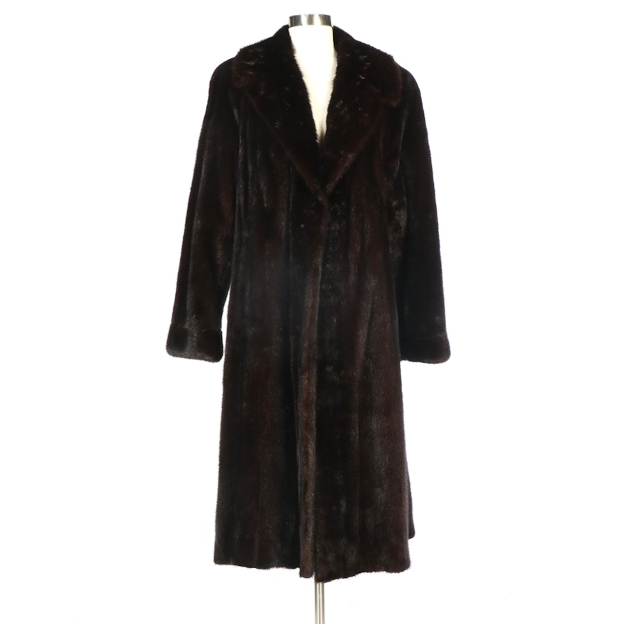 Dark Mahogany Mink Fur Coat with Banded Cuffs from Hopper Furs