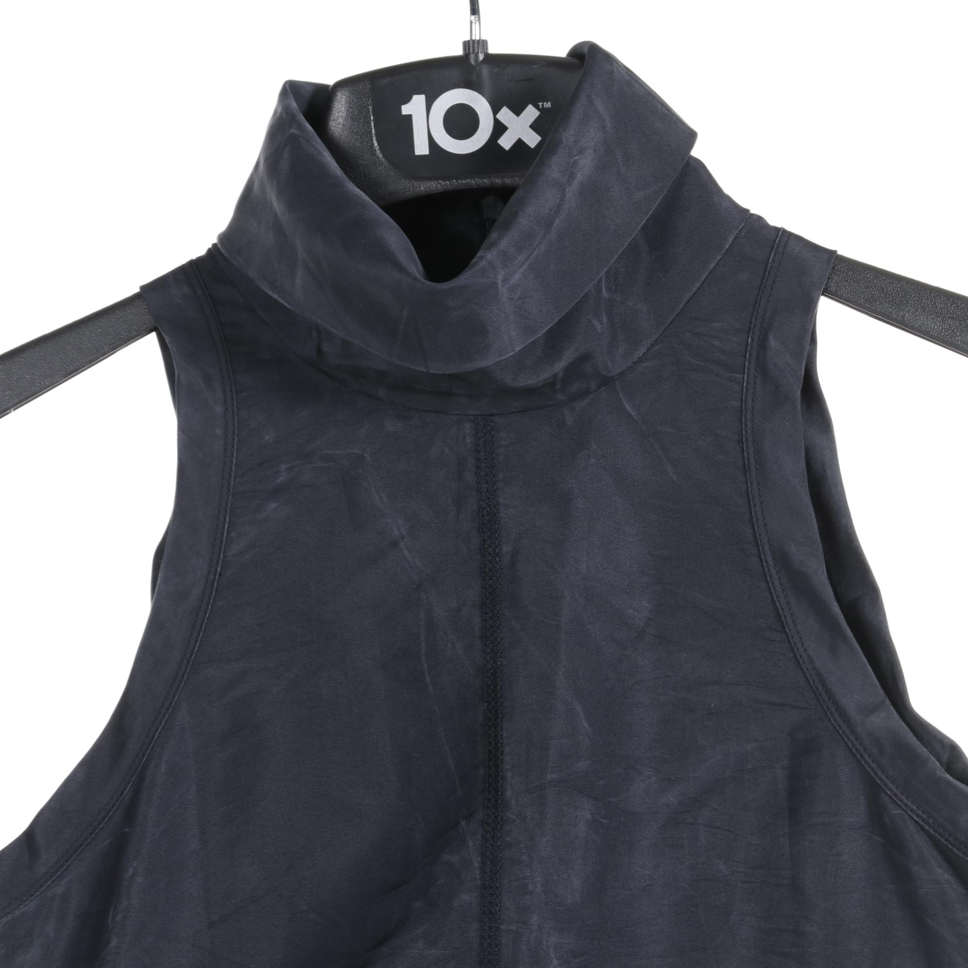 Prada Sleeveless Turtleneck Top in Navy Silk Blend