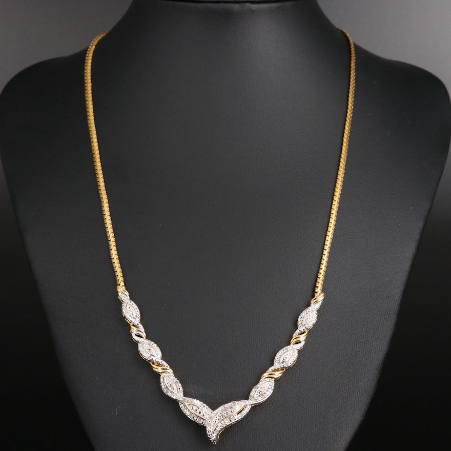 Diamond Fancy Link Chevron Necklace