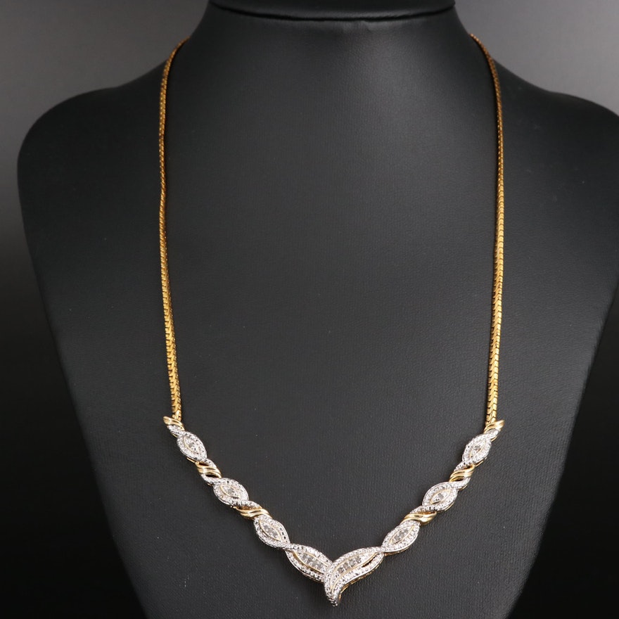 Diamond Fancy Link Chevron Necklace