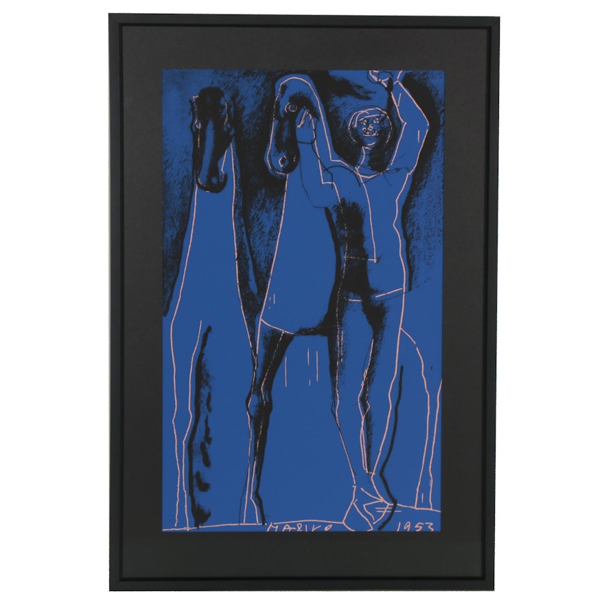 Serigraph after Marino Marini "Composition in Blue," Late 20th Century